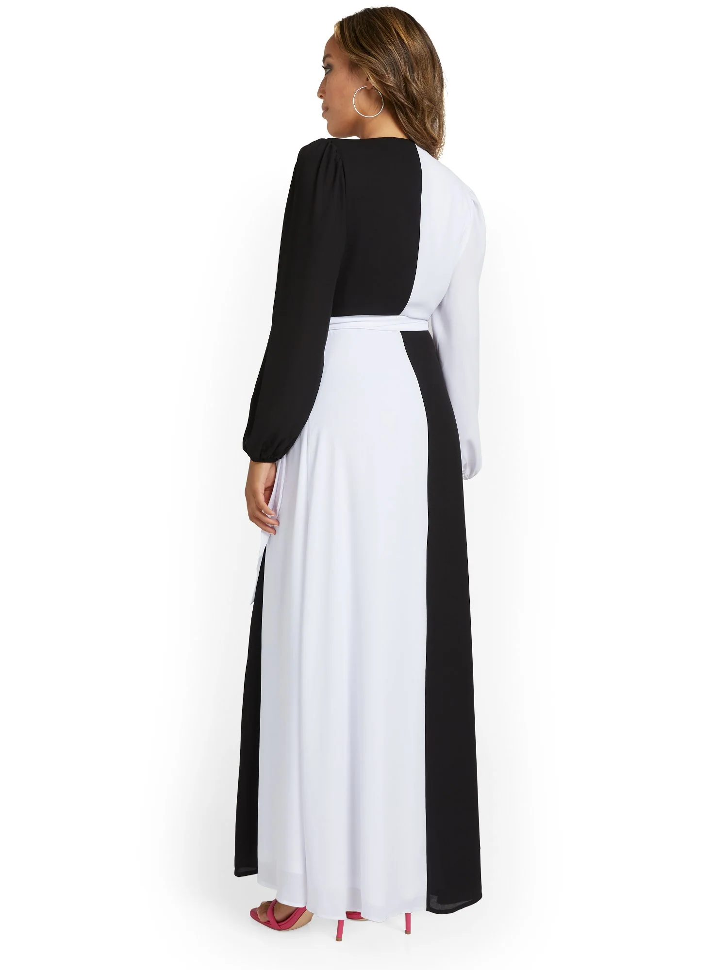 Colorblock Wrap Maxi Dress - Image 3