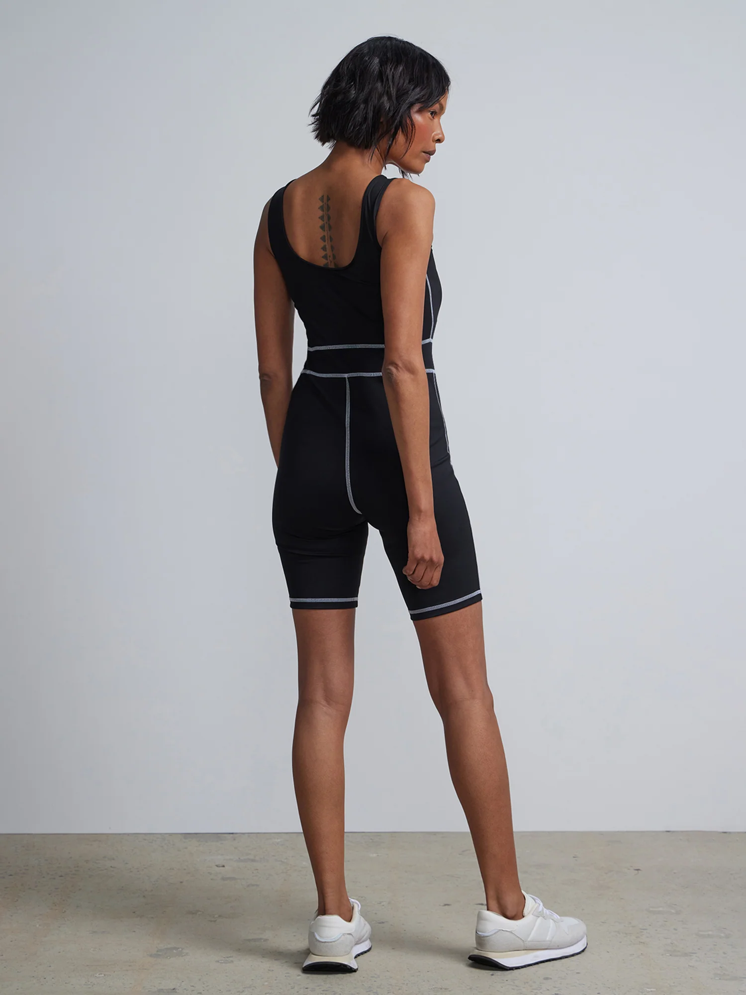 Contrast-Seam Scoopneck Romper - Image 3