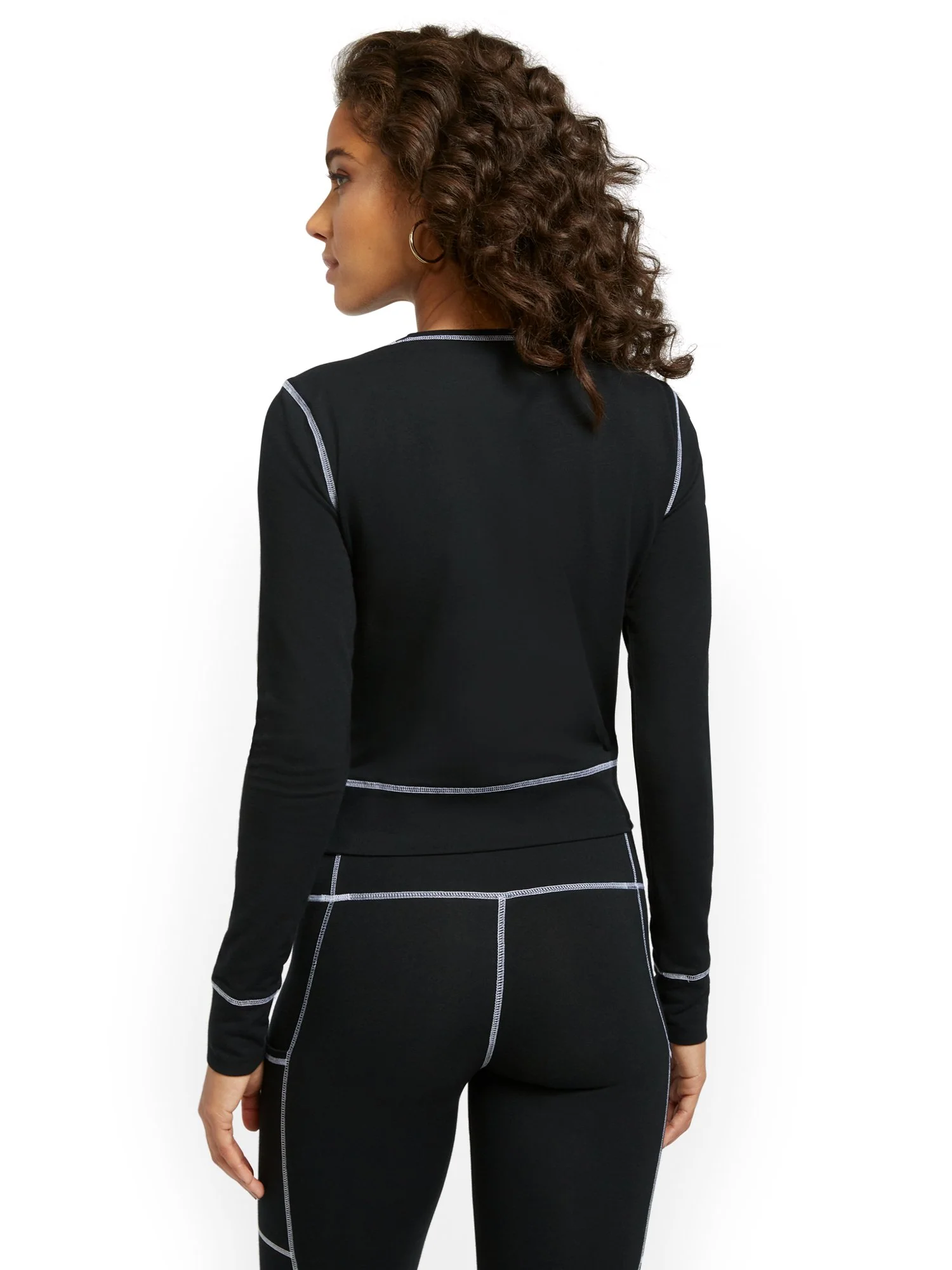Contrast Stitching Athleisure Yoga Top - Image 3