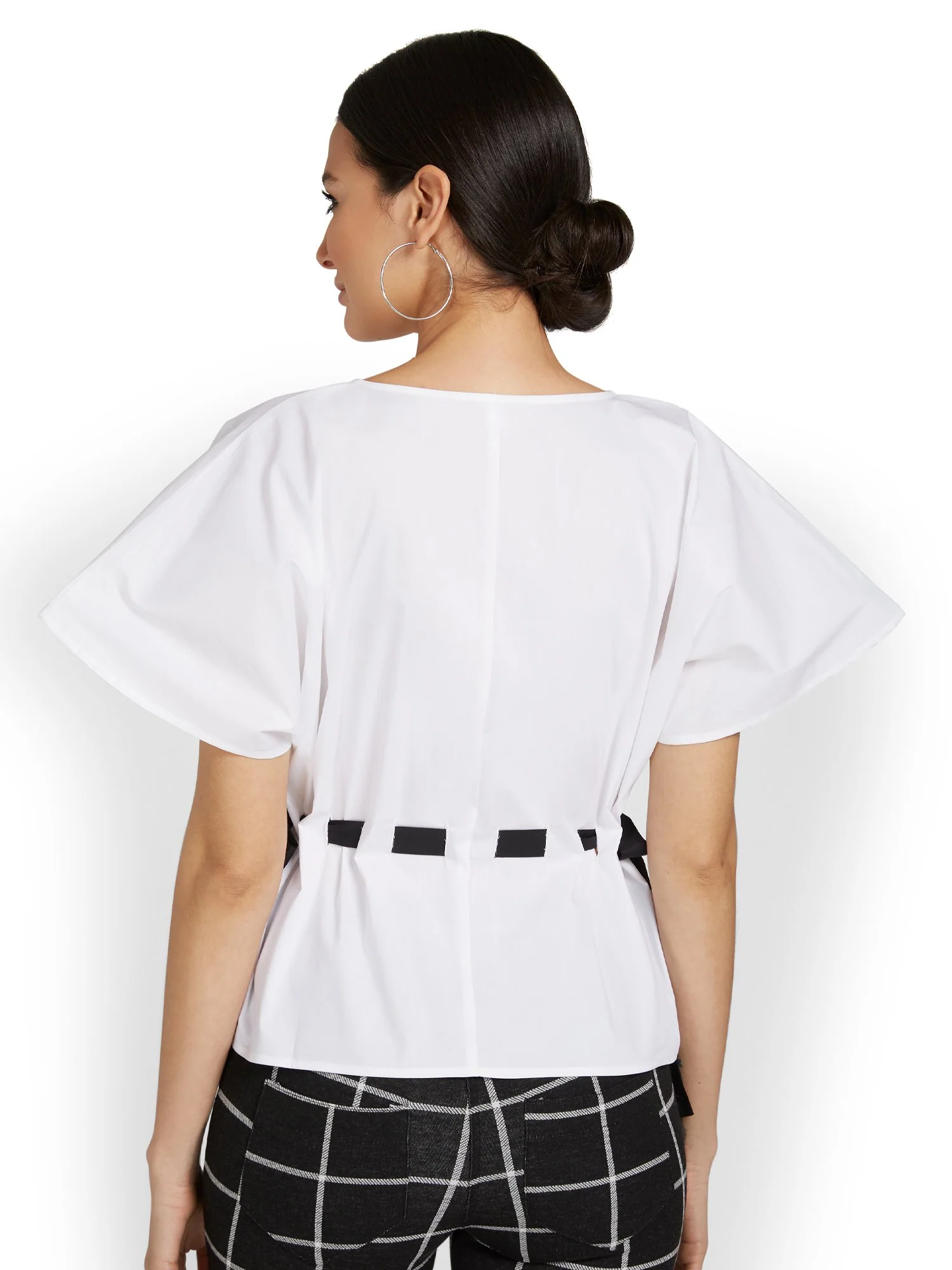 Contrast Tie-Waist Poplin Top - Image 3
