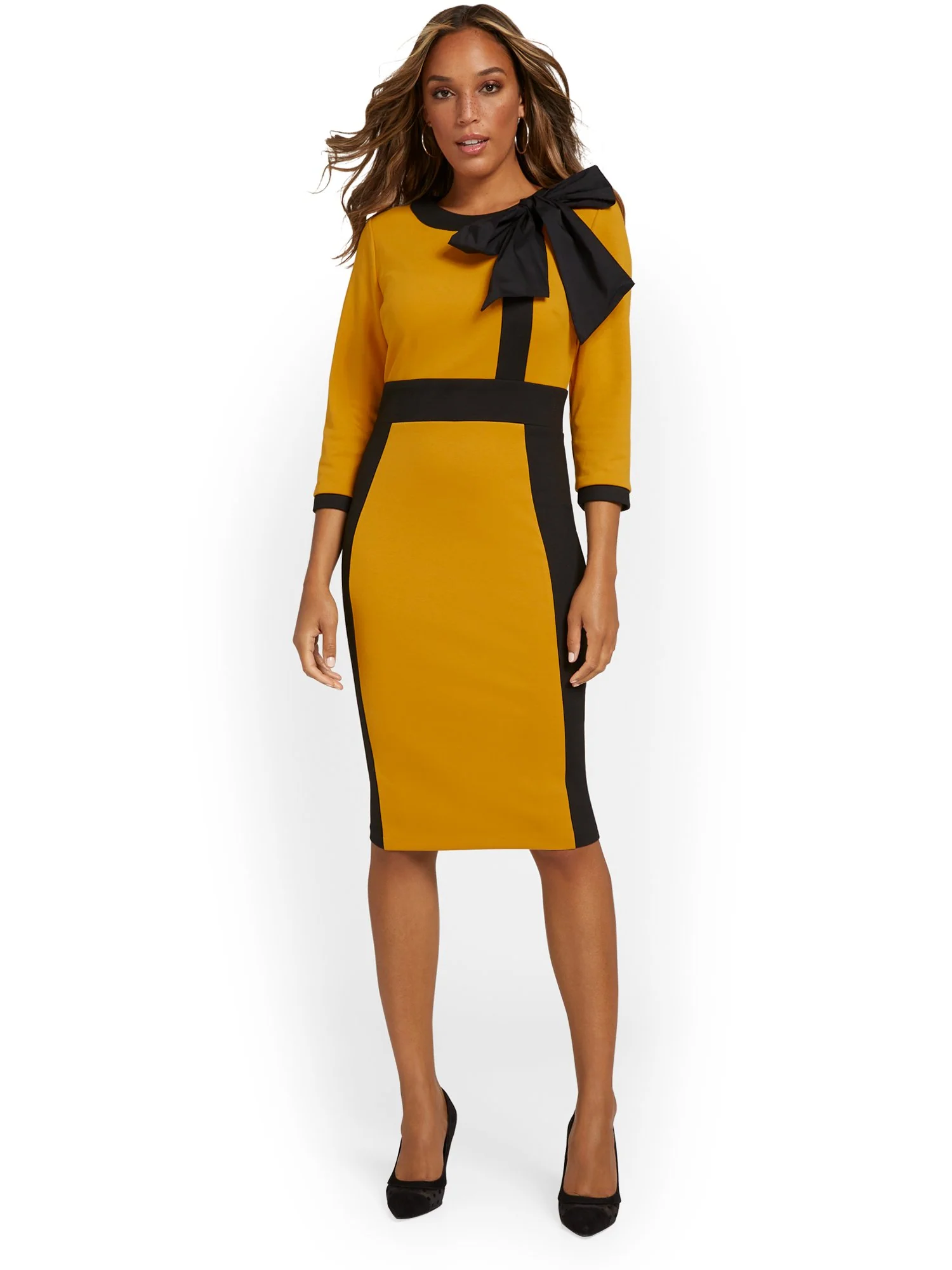 Contrast-Trim Bow-Front Sheath Dress - Superflex - Image 12