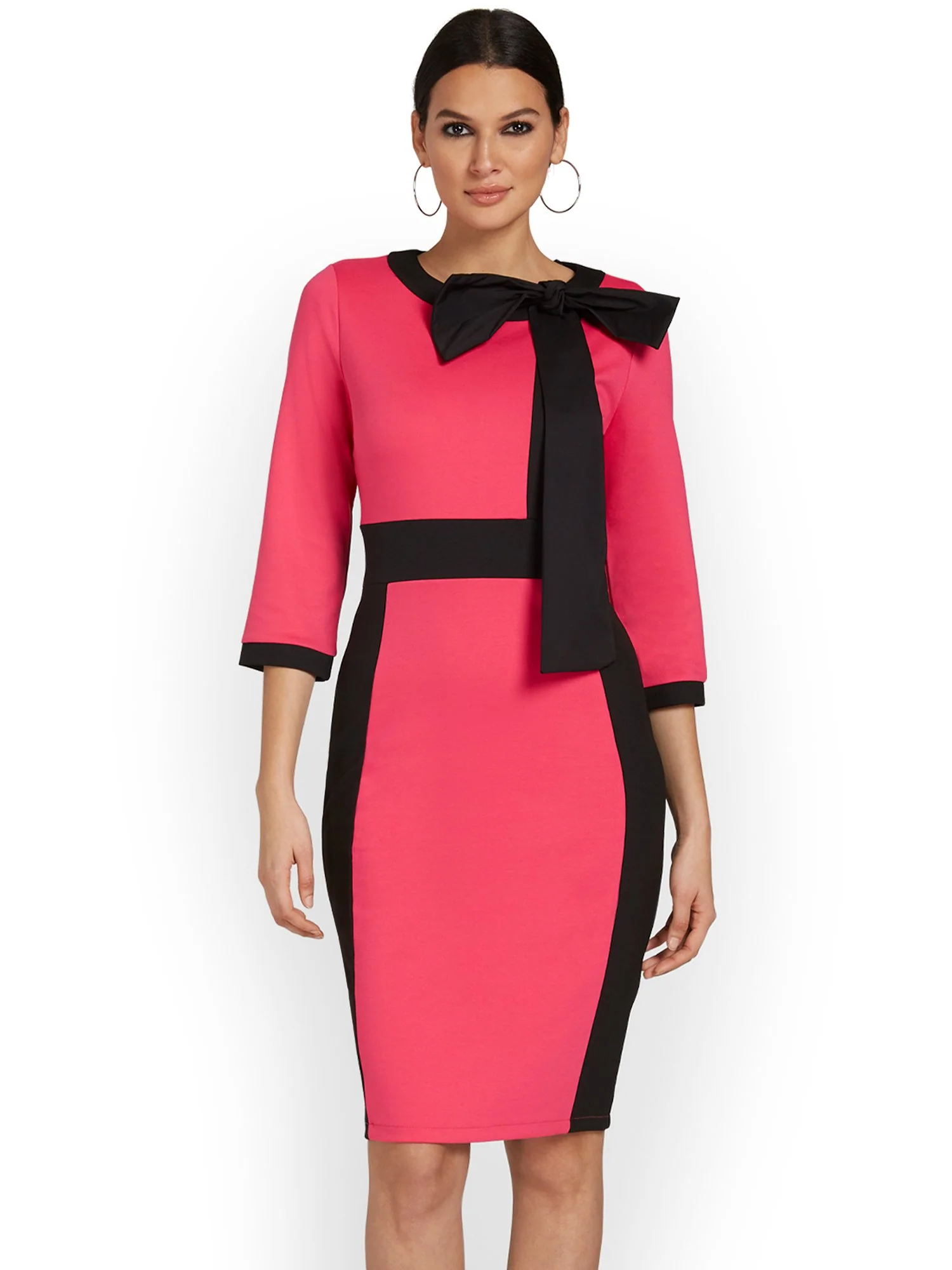 Contrast-Trim Bow-Front Sheath Dress - Superflex - Image 2