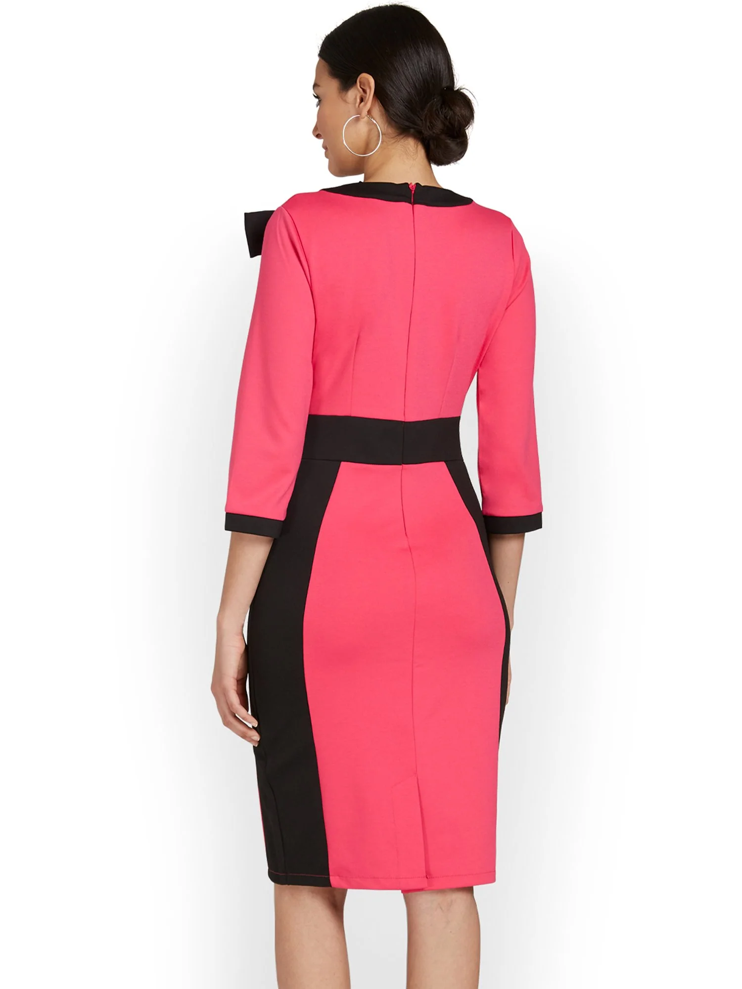 Contrast-Trim Bow-Front Sheath Dress - Superflex - Image 3