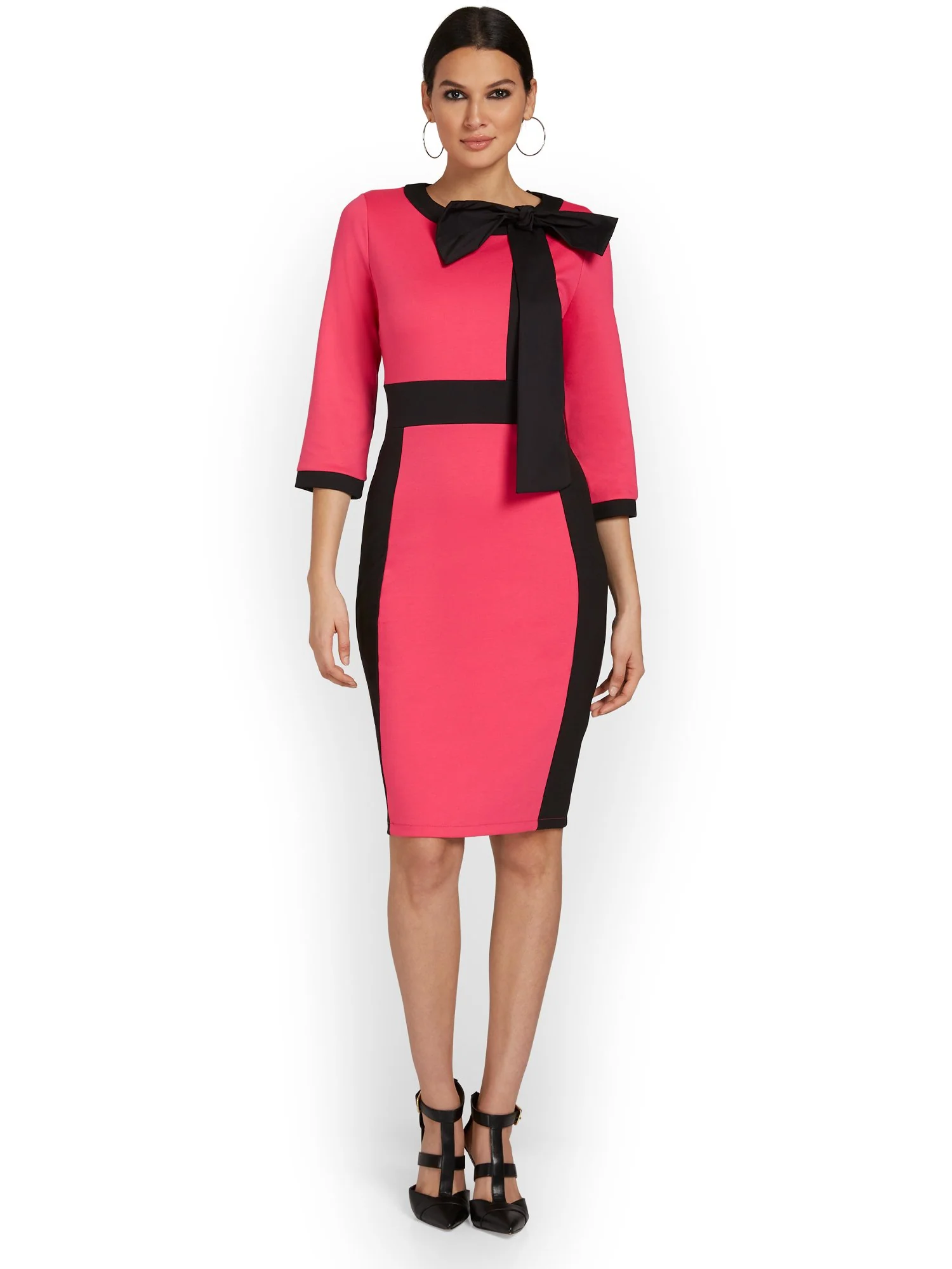Contrast-Trim Bow-Front Sheath Dress - Superflex - Image 4
