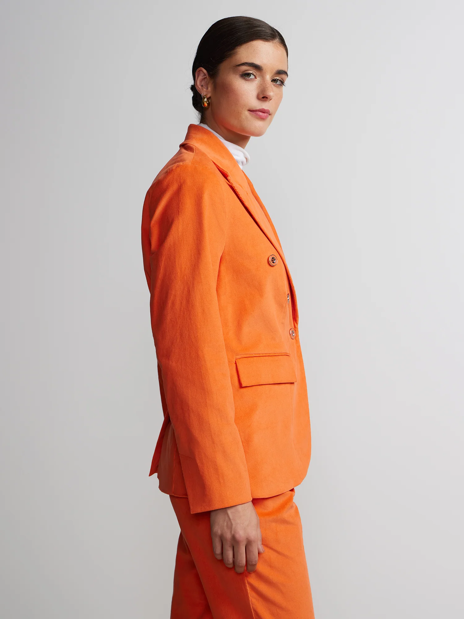 Corduroy Peaked Lapel Button Detail Blazer - Image 2