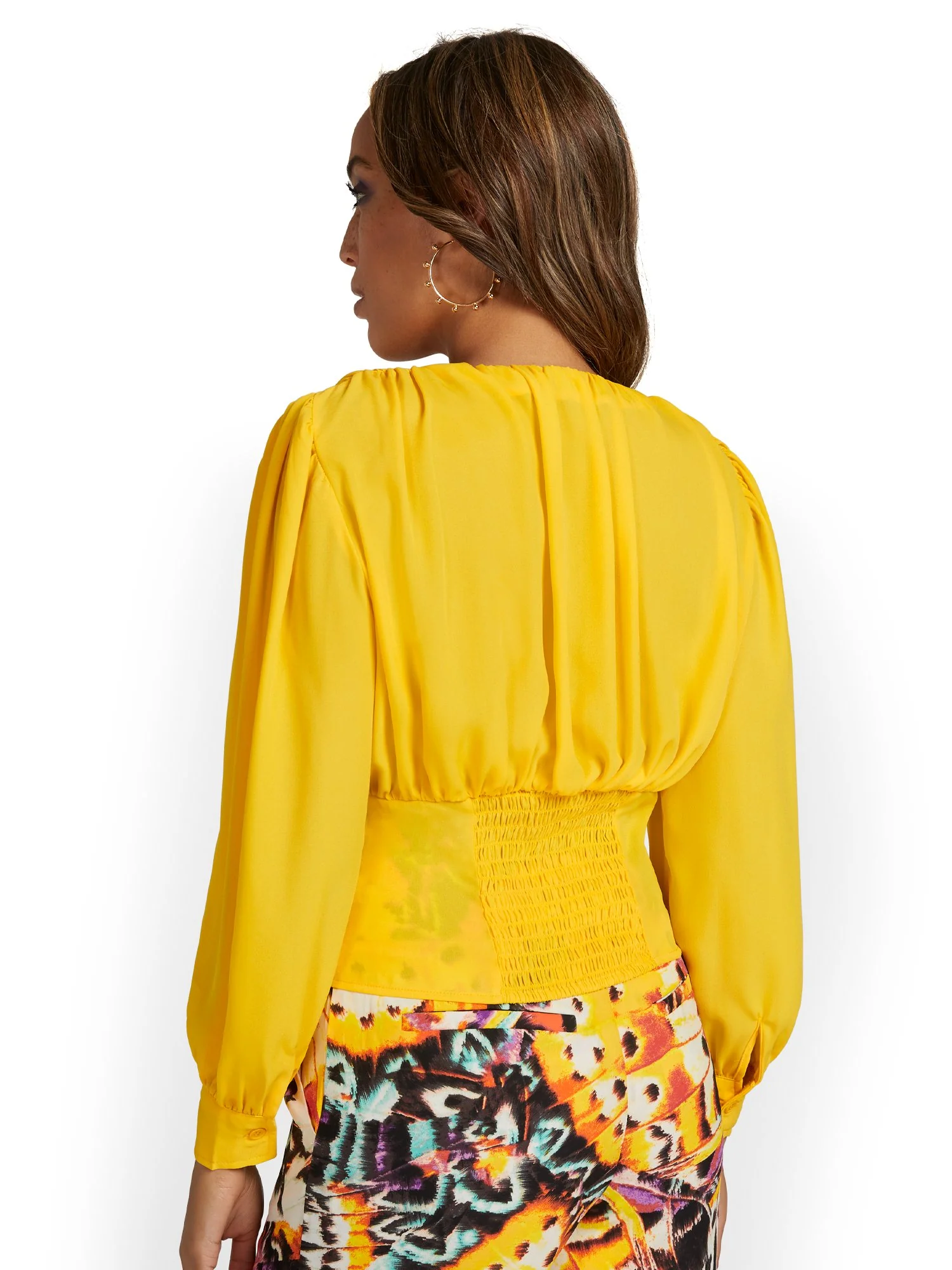 Corset-Waist Button-Front Blouse - Image 3