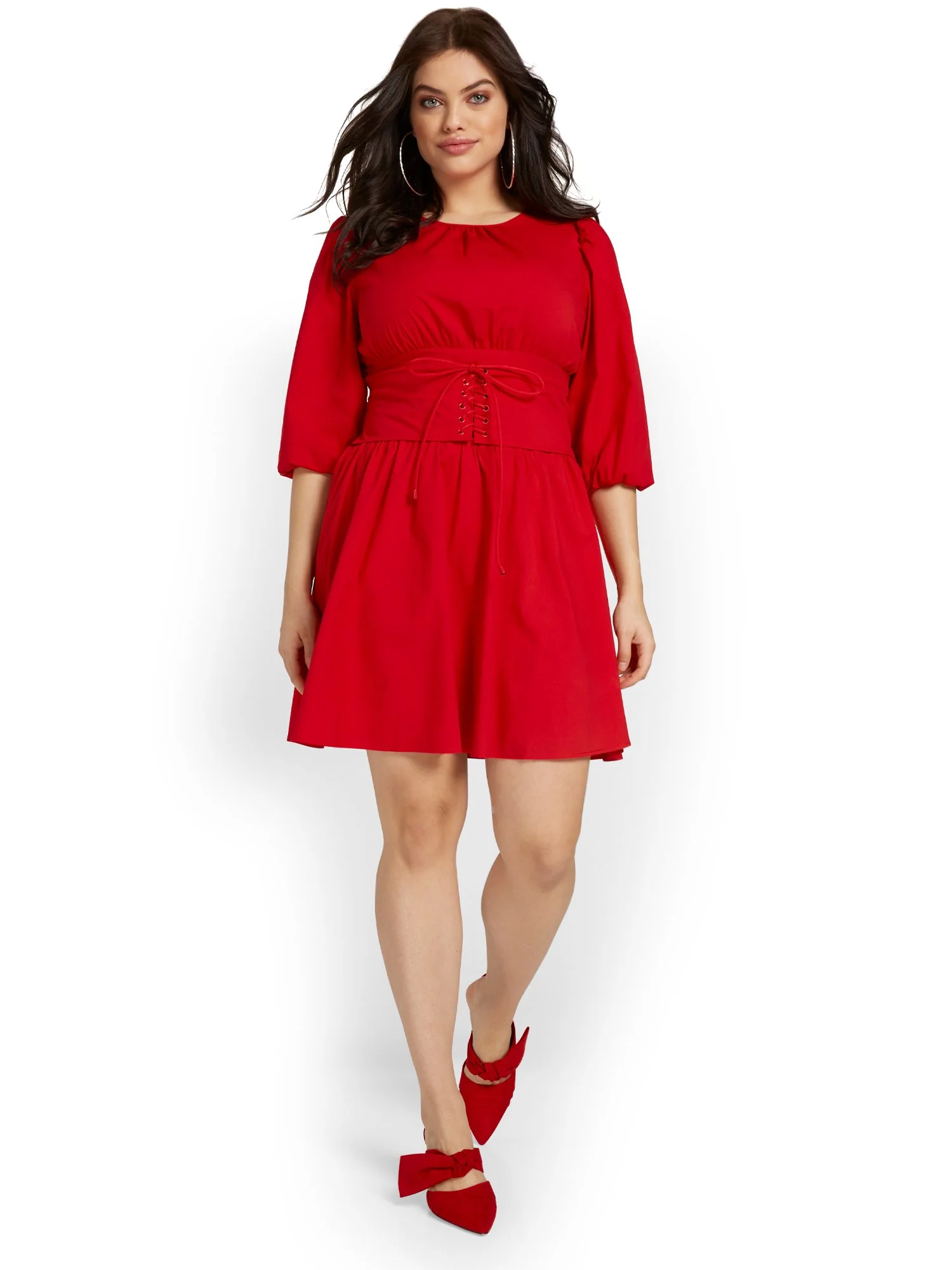 Corset-Waist Poplin Dress - Image 5
