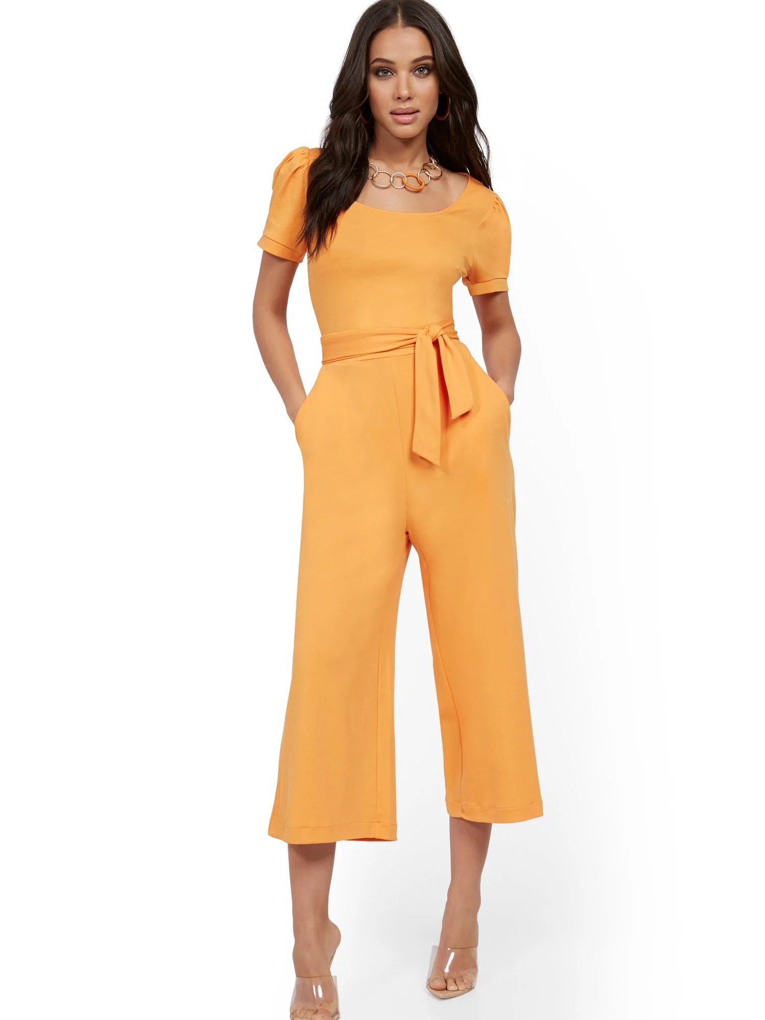 Cotton Knit Culotte Jumpsuit - Image 10