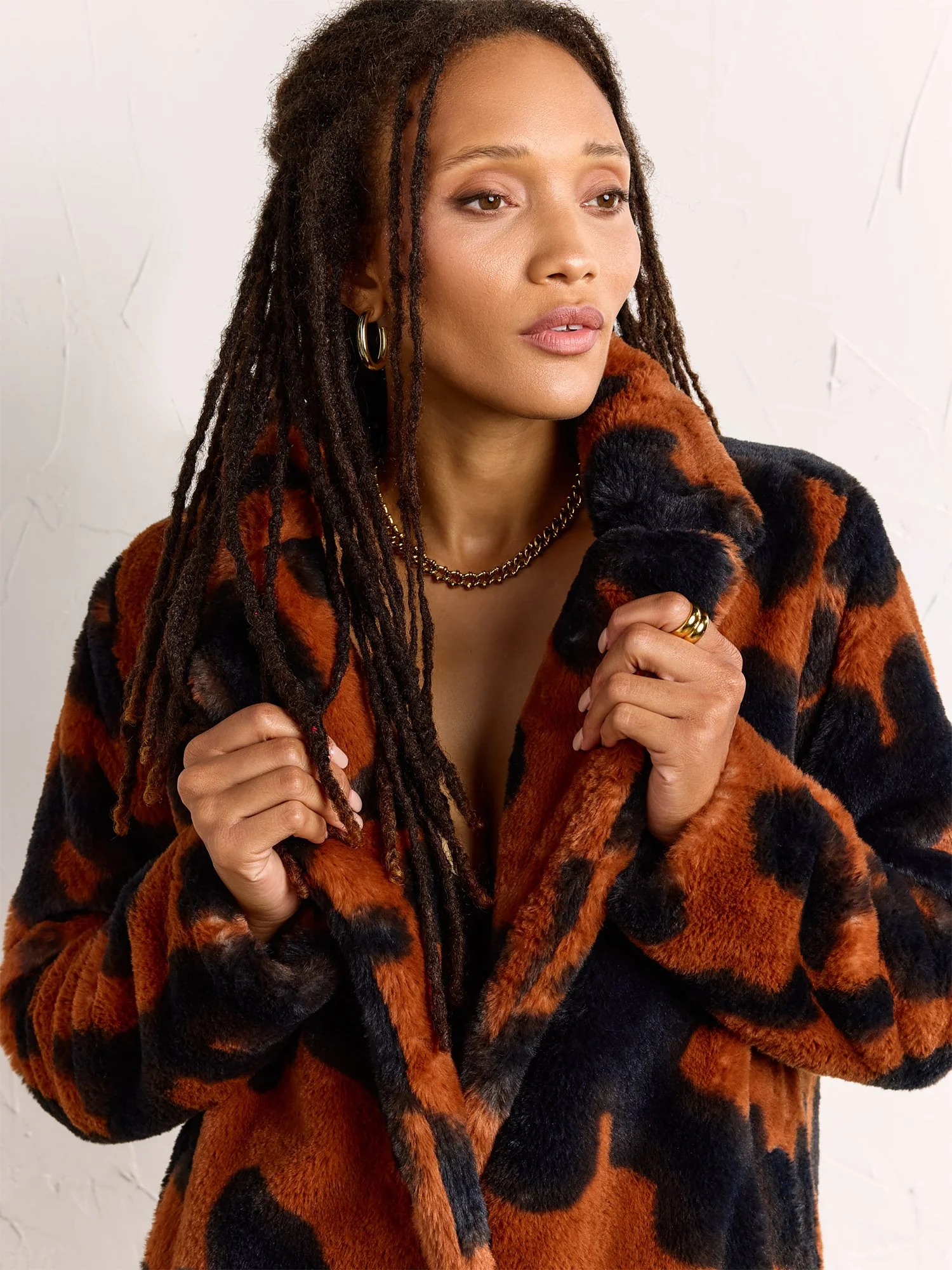 Stoosh Cowhide Print Faux Fur Coat - Brands We Love - Image 3