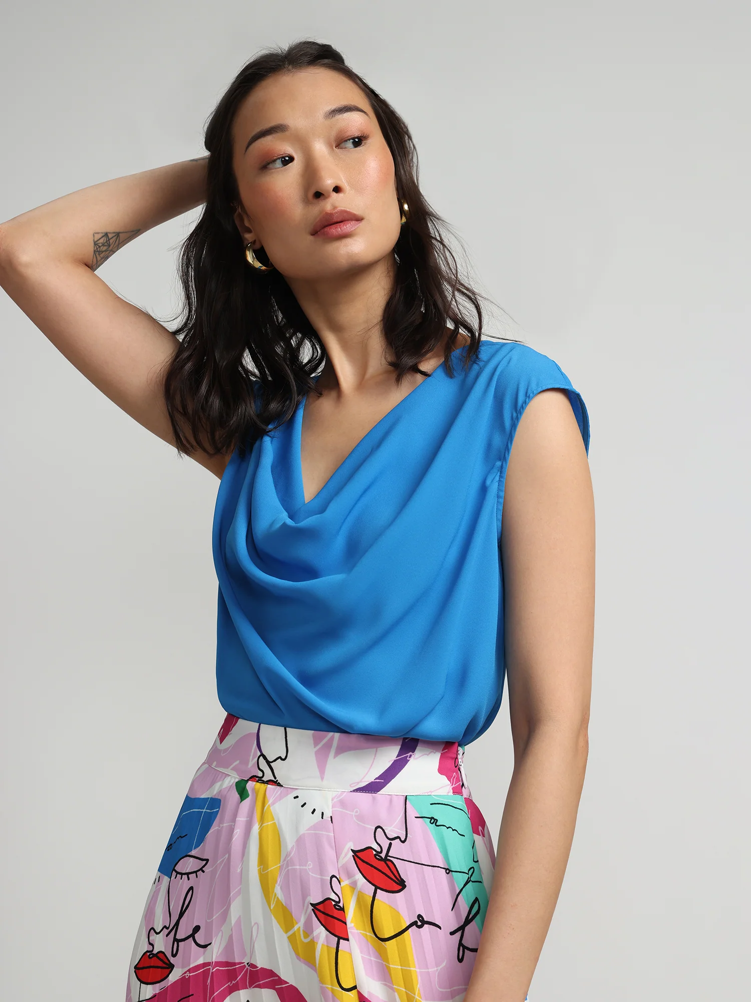 Cowl-Neck Flutter-Sleeve Blouse - Image 8