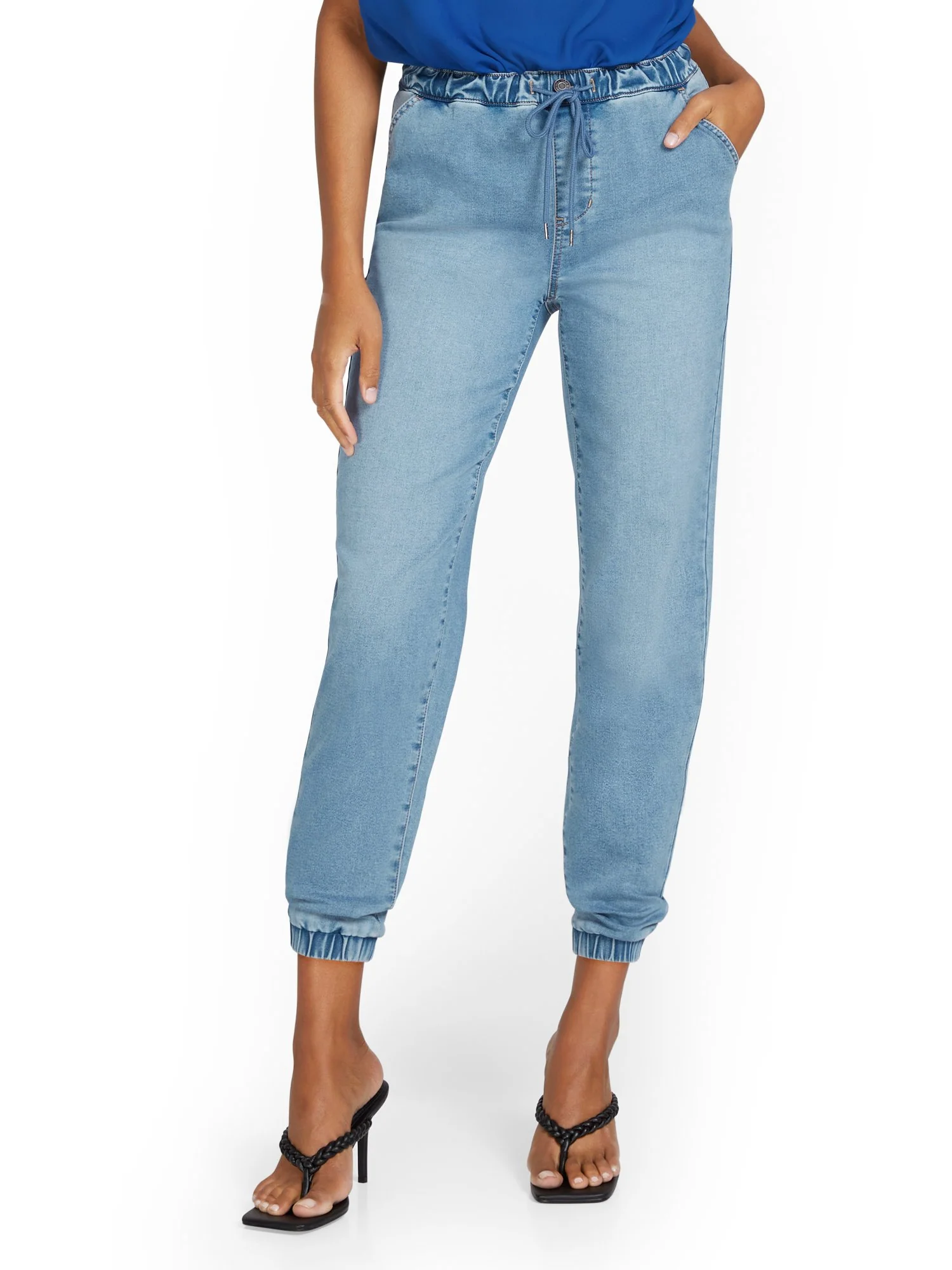 Cozy Cotton Denim Jogger Pant - Light Wash