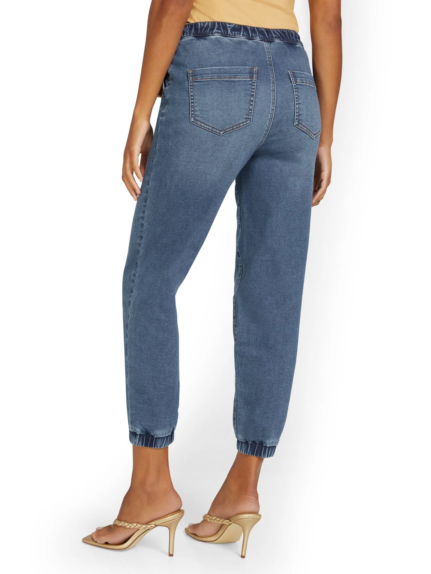 Cozy Cotton Denim Jogger Pant - Medium Wash - Image 3