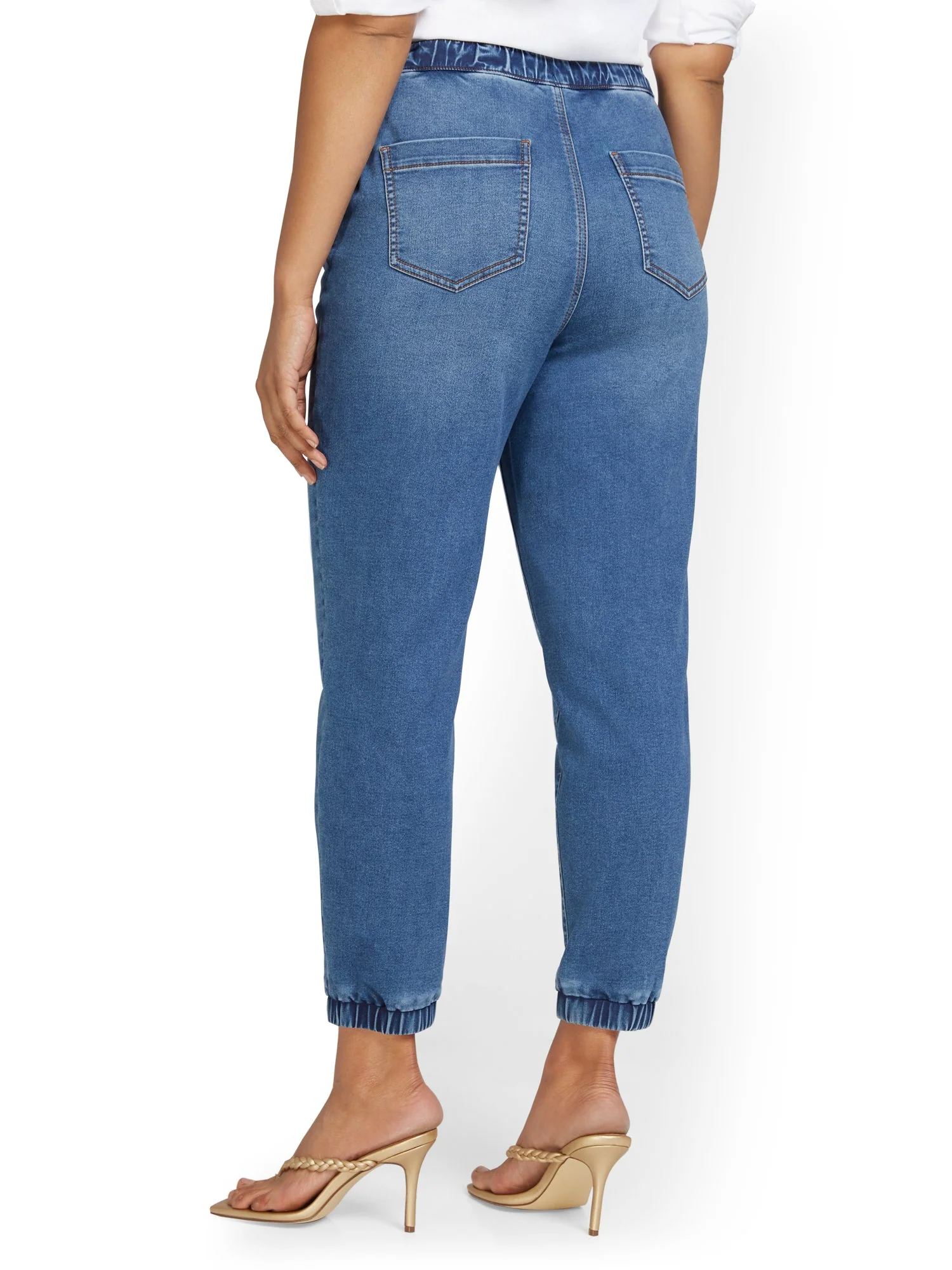 Cozy Cotton Denim Jogger Pant - Medium Wash - Image 7
