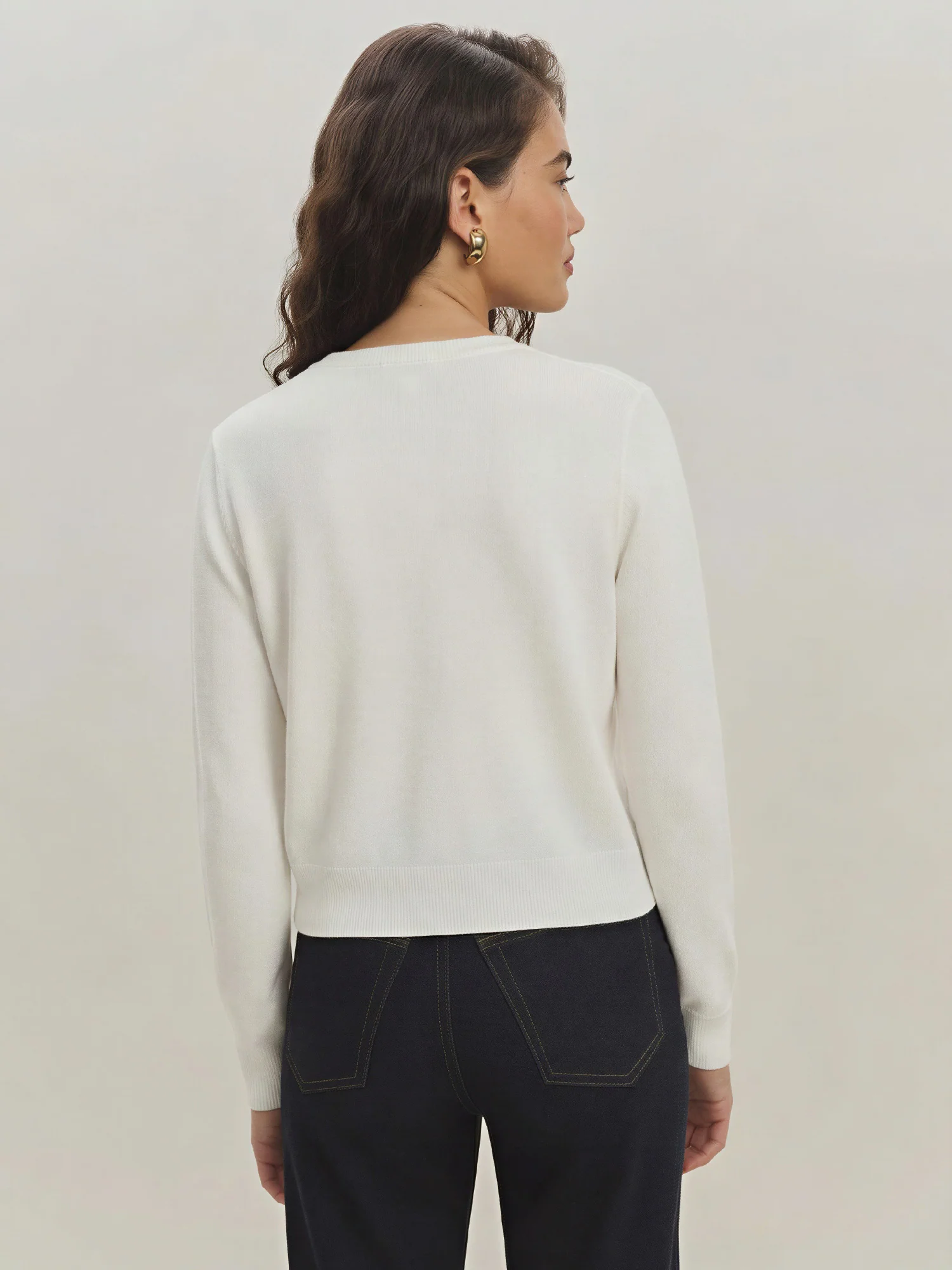 Crew Neck Button Down Cardigan - Image 4