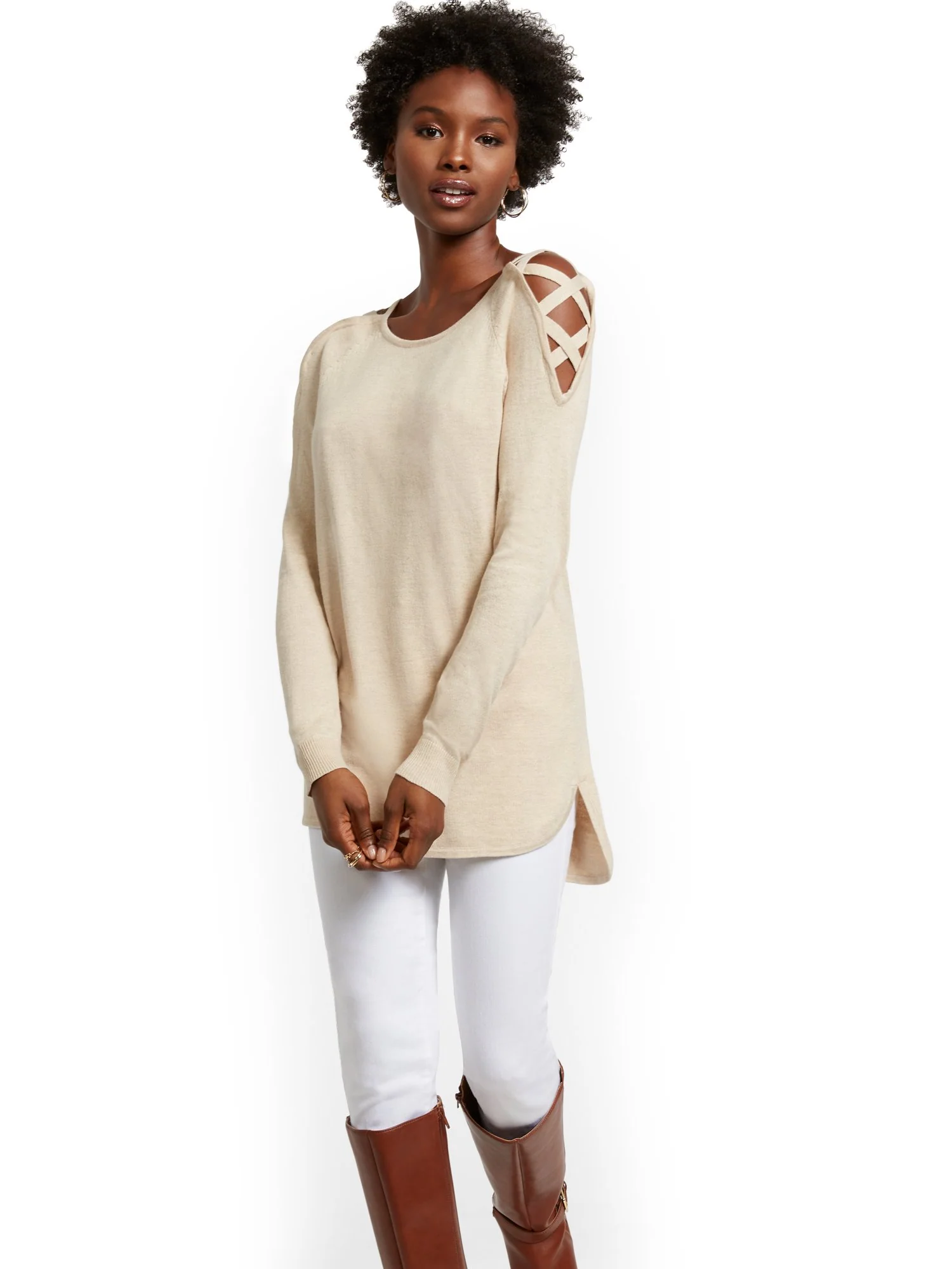 Crisscross Hi-Lo Tunic Sweater - Image 11