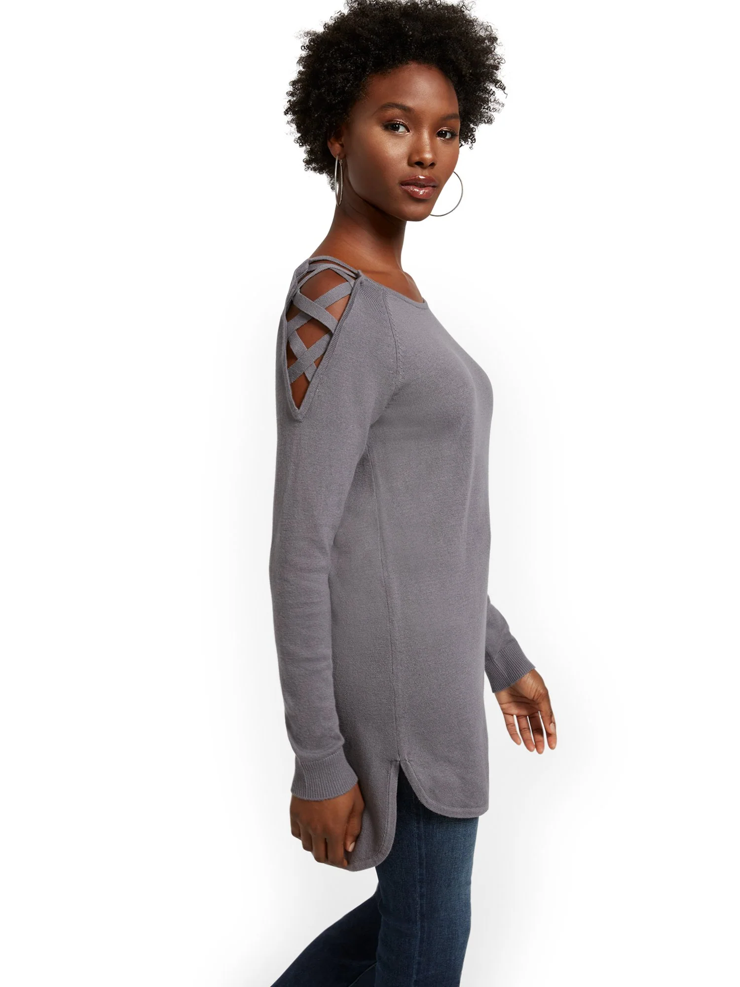 Crisscross Hi-Lo Tunic Sweater - Image 15