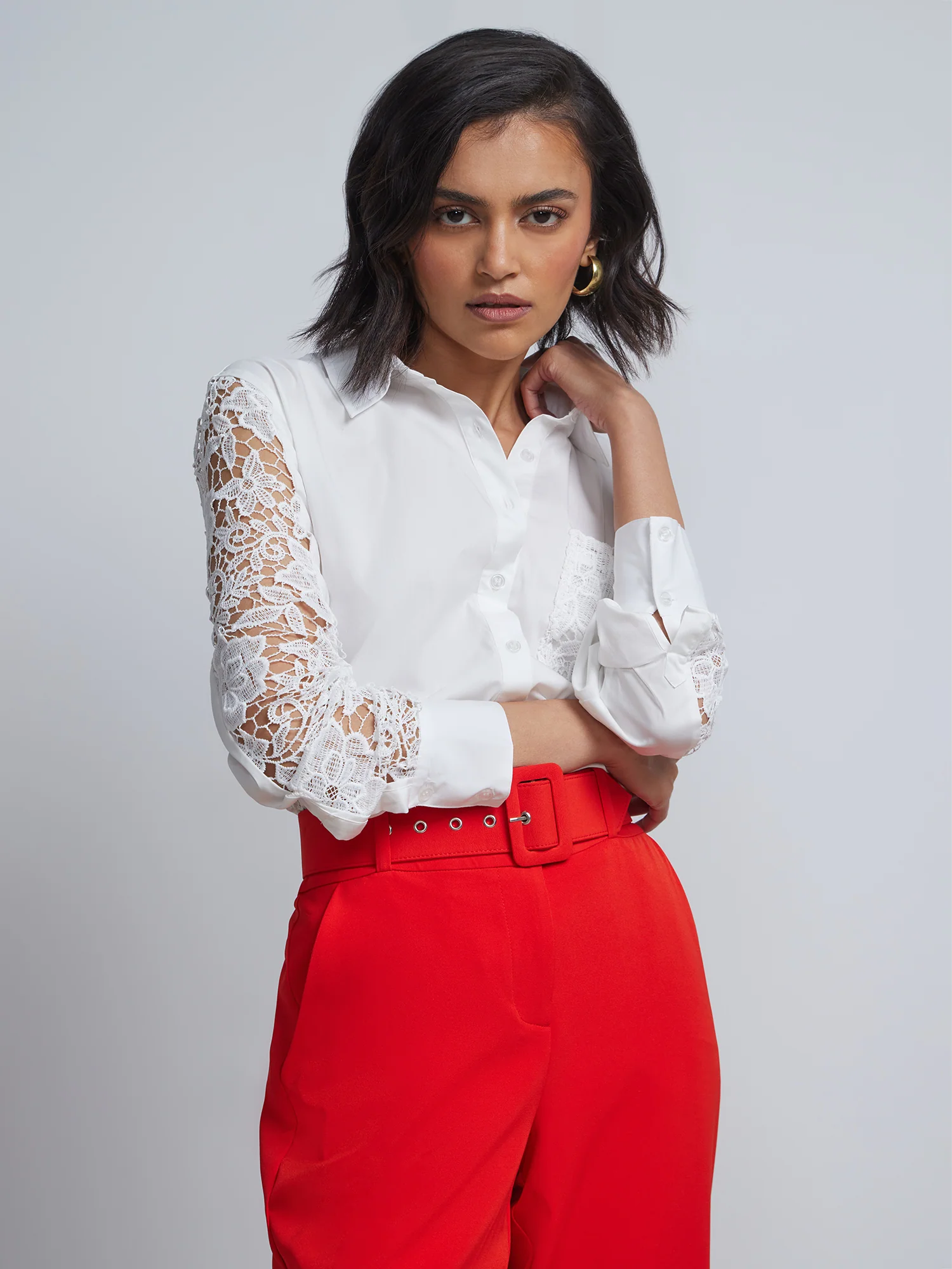 Crochet Boyfriend Button-Front - NY&C Madison Shirt®