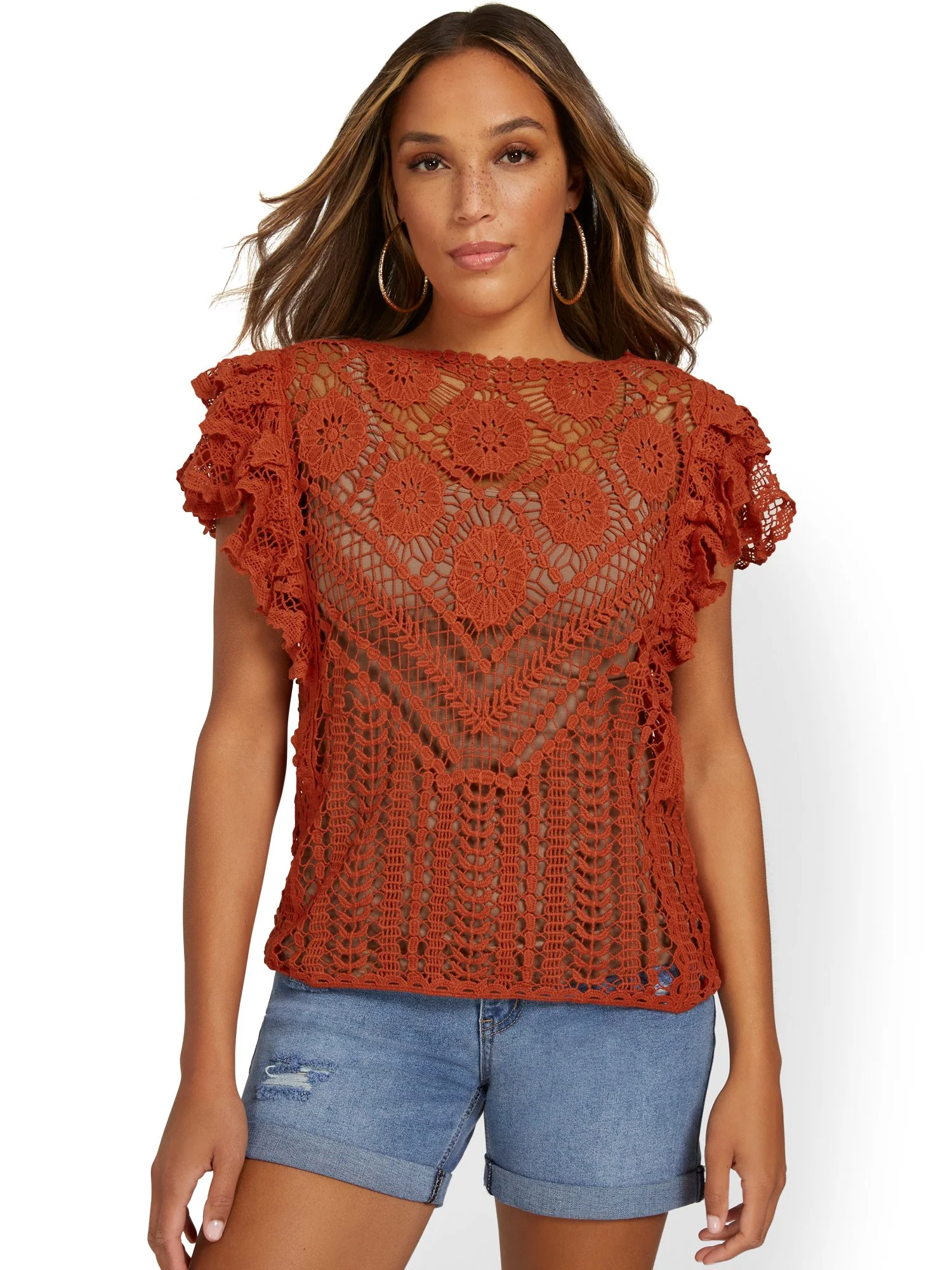 Crochet Flutter-Sleeve Top - Image 6
