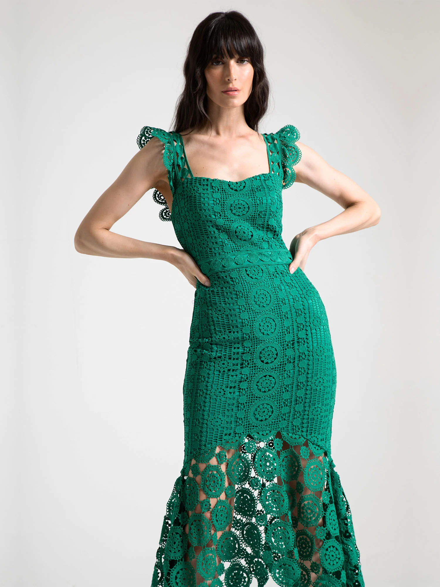 Lena Crochet Lace High-Low Midi dress - Brands We Love - Image 2