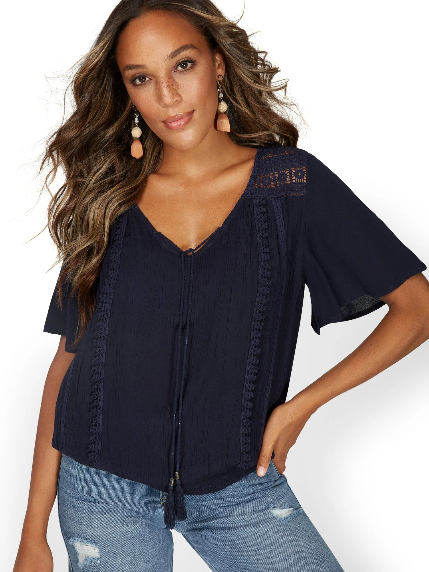 Crochet Tie-Front Top - Lily & Cali - Image 6
