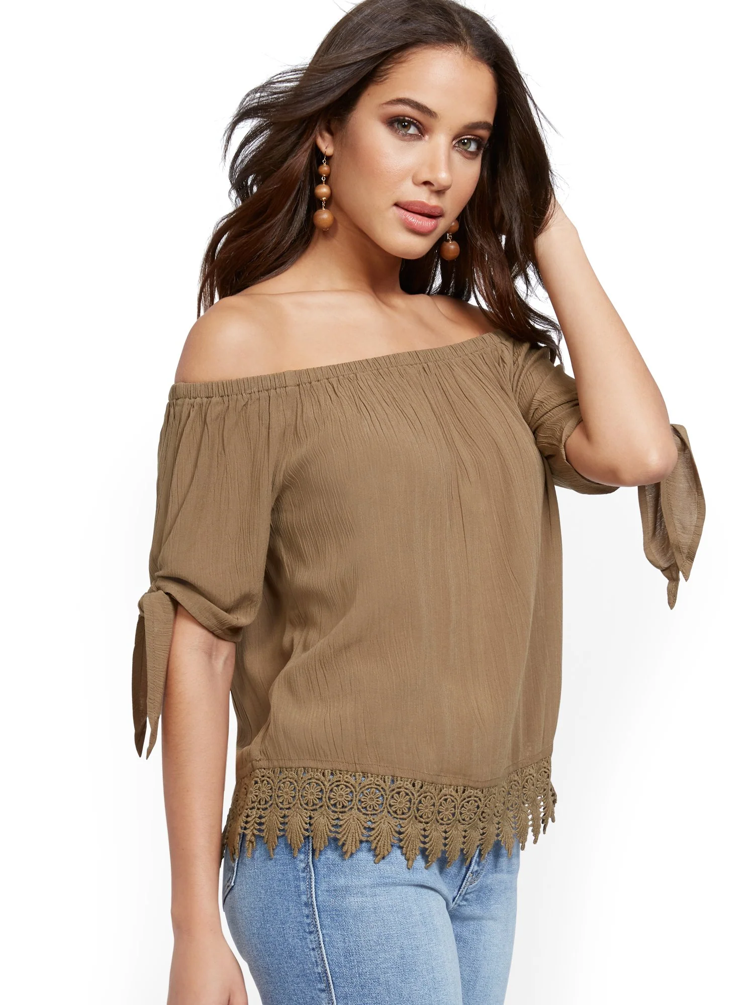 Crochet-Trim Off-The-Shoulder Top - Image 2