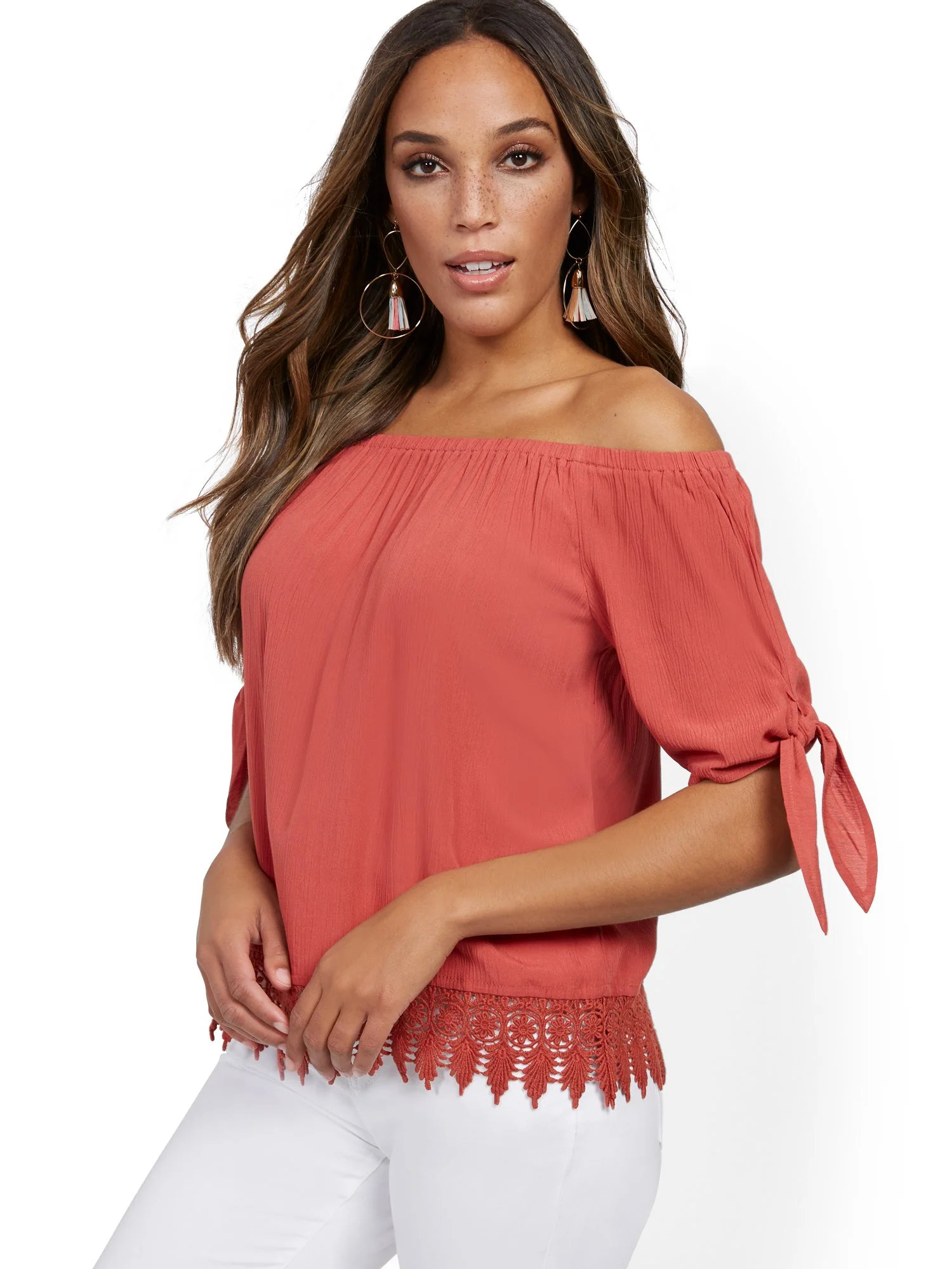 Crochet-Trim Off-The-Shoulder Top - Image 5