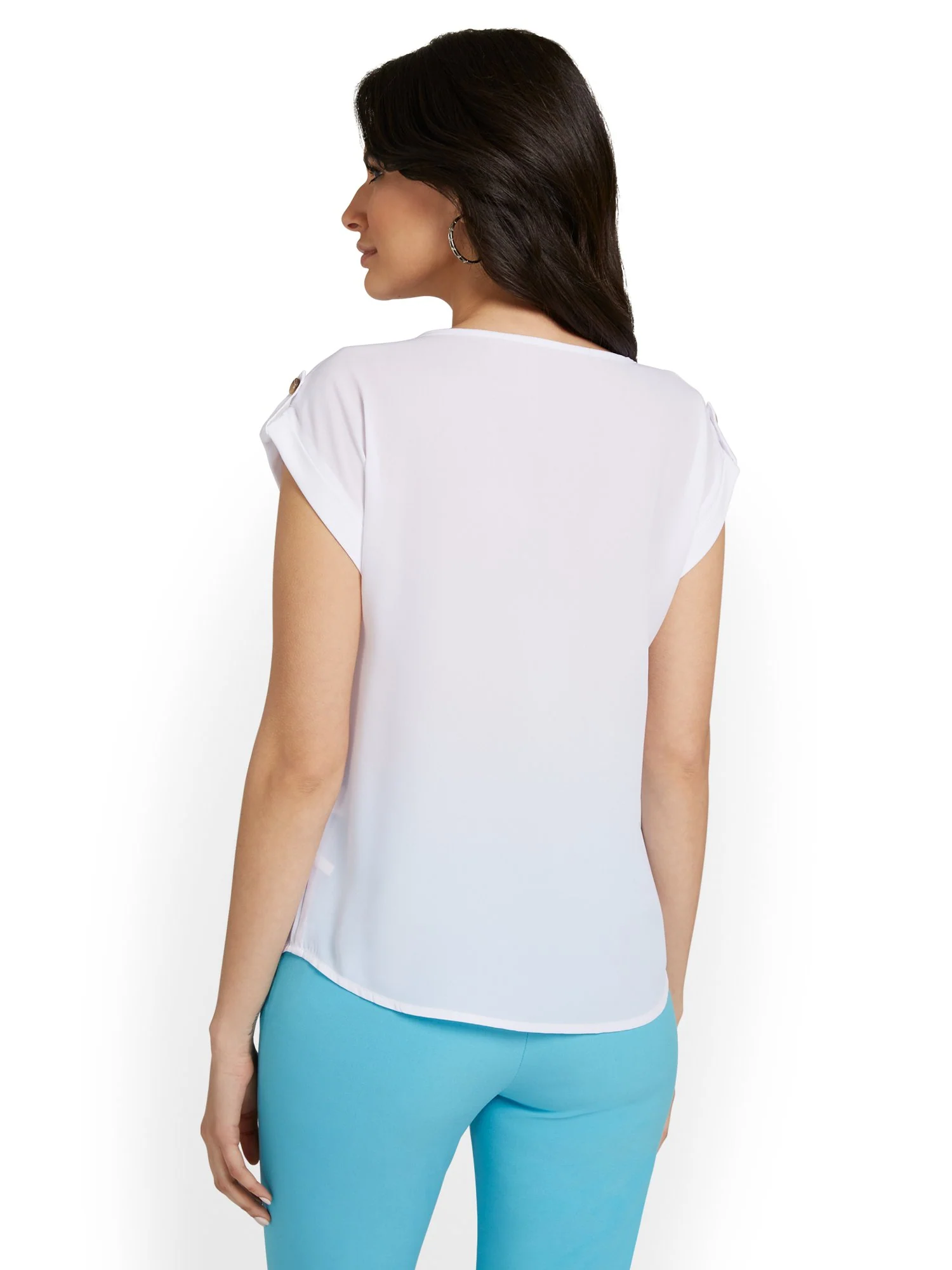 Cuffed Tab-Sleeve Blouse - Image 3