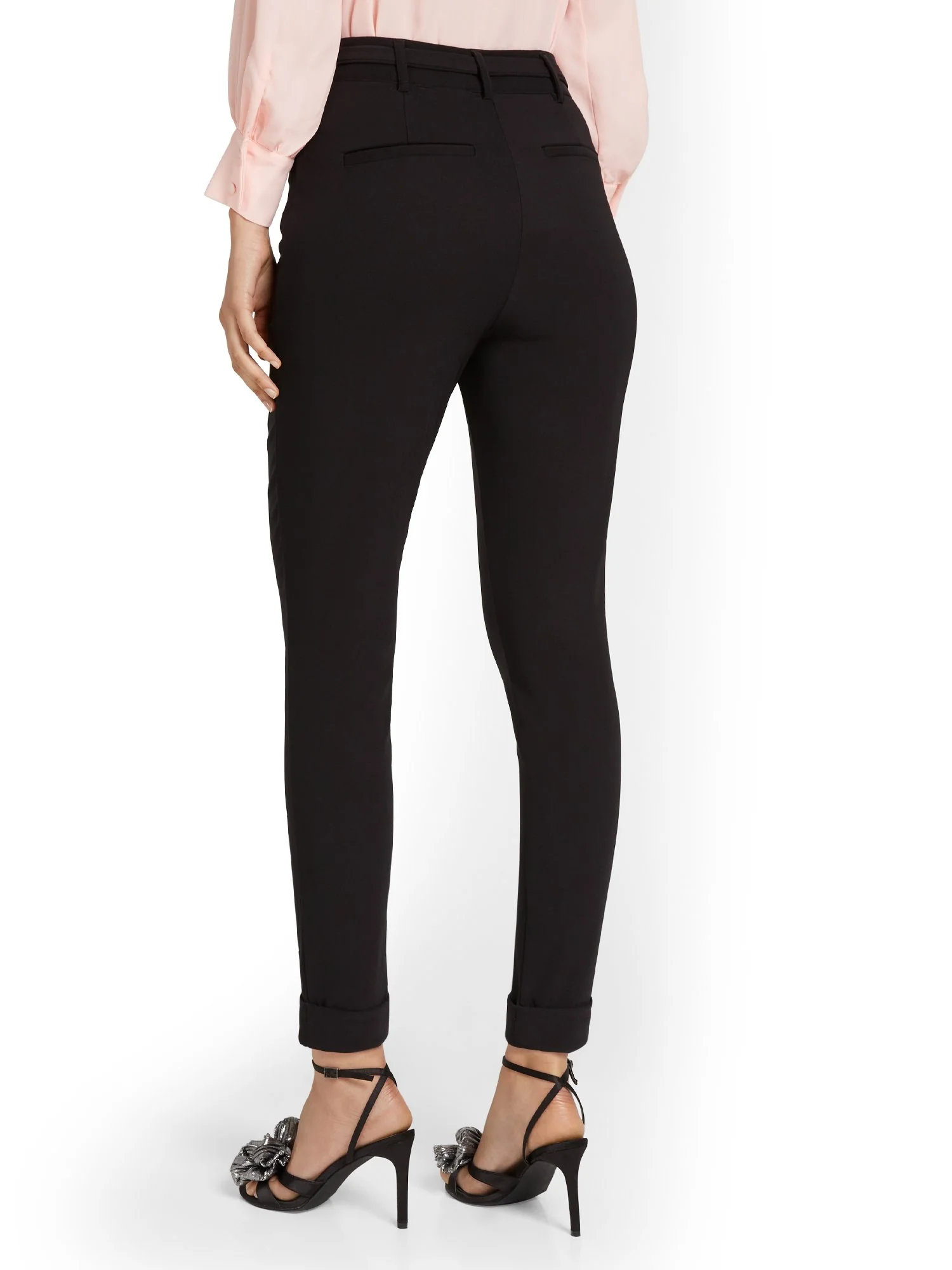 Cuffed Tie-Waist Straight-Leg Ankle Pant - Premium Stretch - Image 3