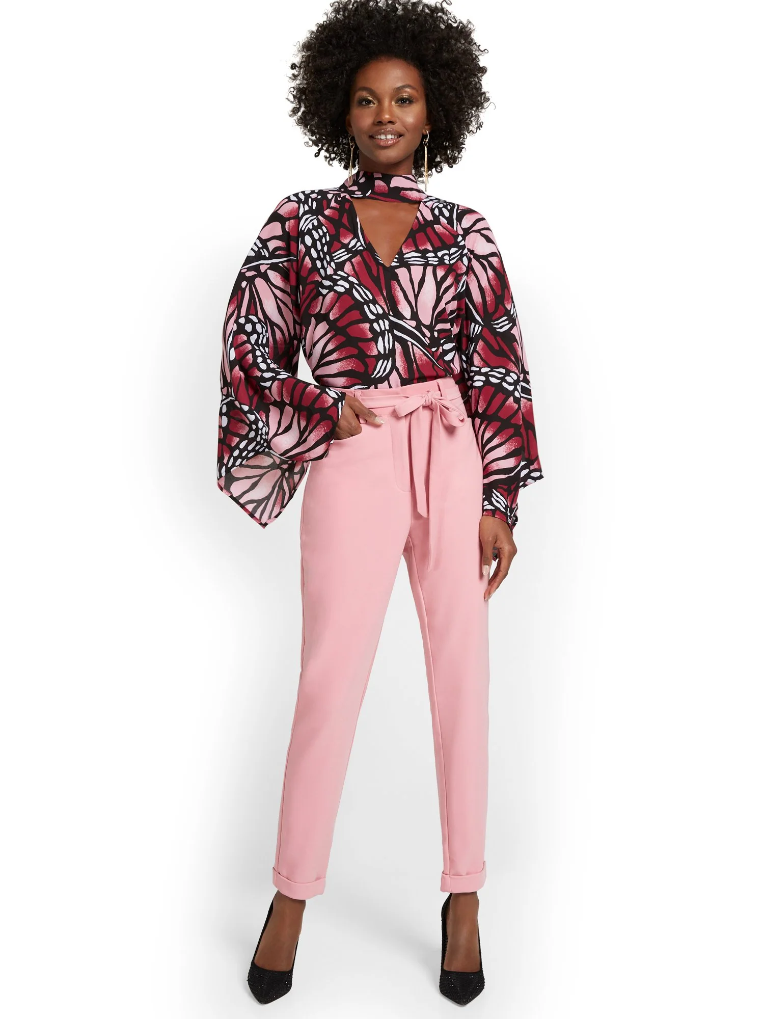 Cuffed Tie-Waist Straight-Leg Ankle Pant - Premium Stretch - Image 8