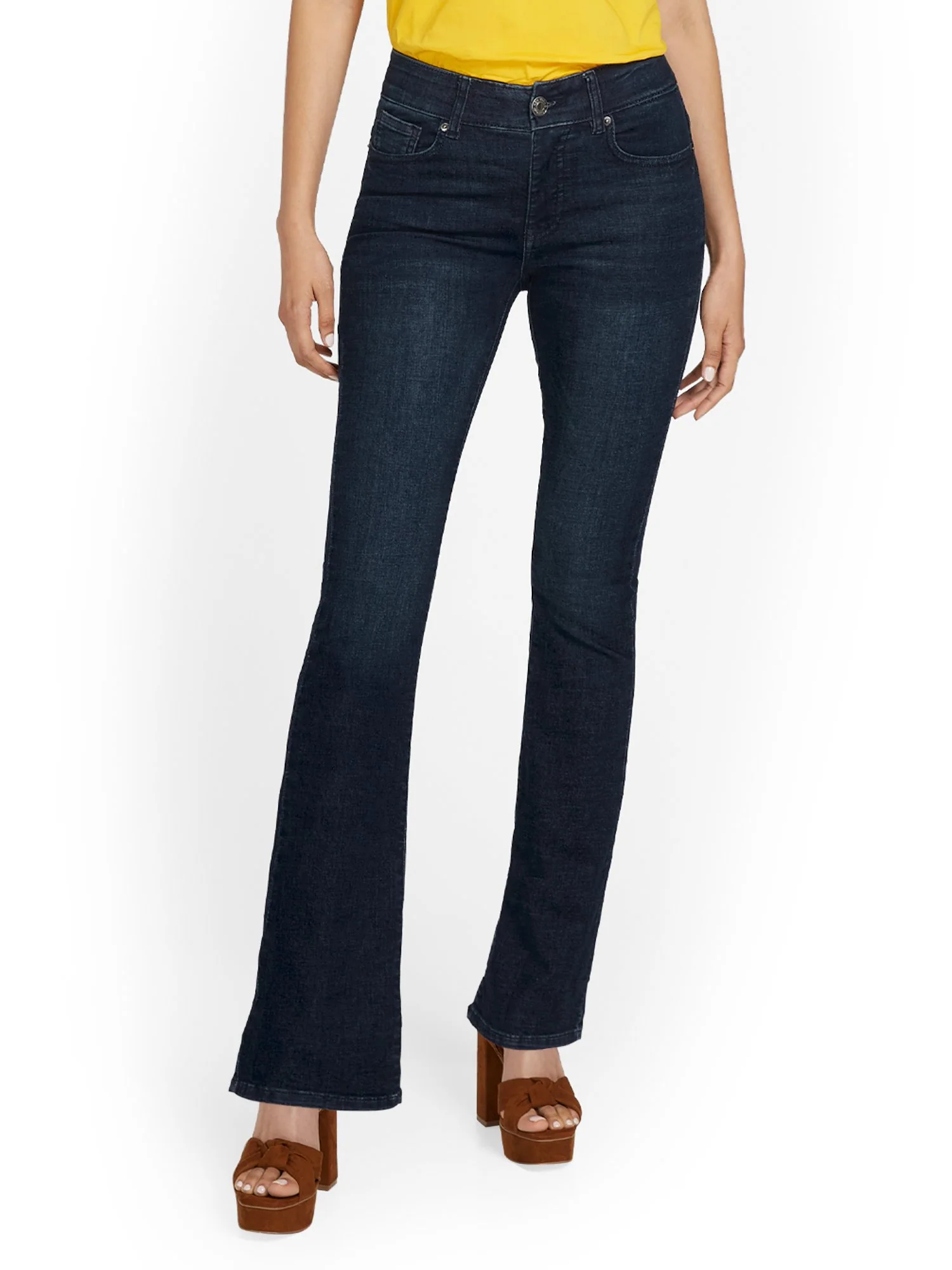 Curvy High-Waisted Bootcut Jeans - Dark Wash - Image 2