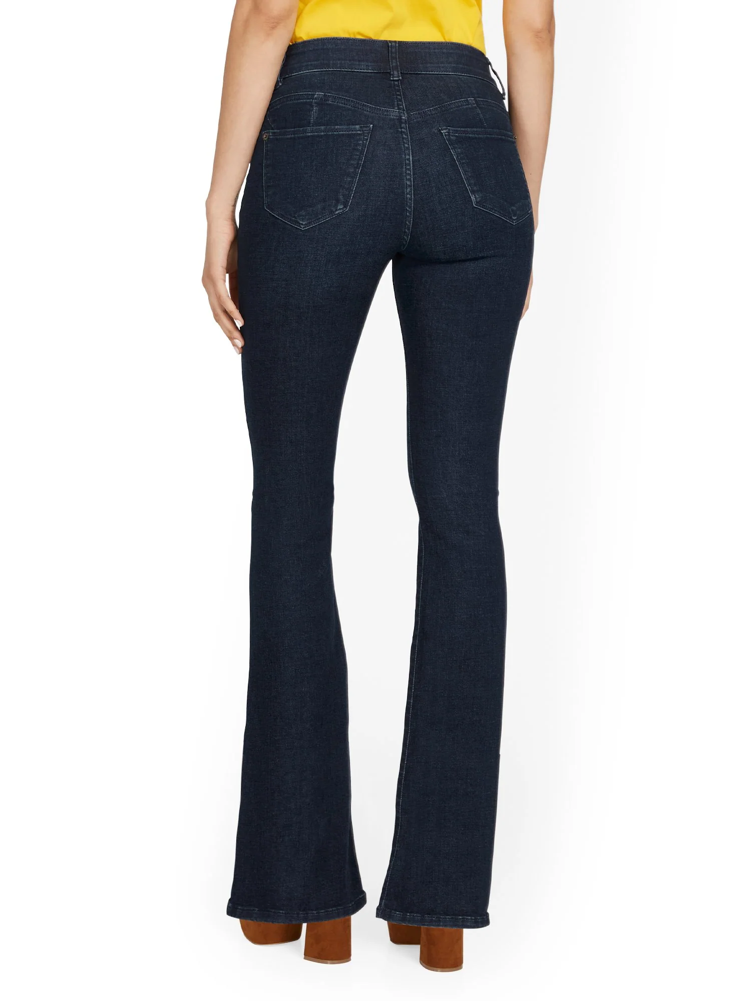 Curvy High-Waisted Bootcut Jeans - Dark Wash - Image 3