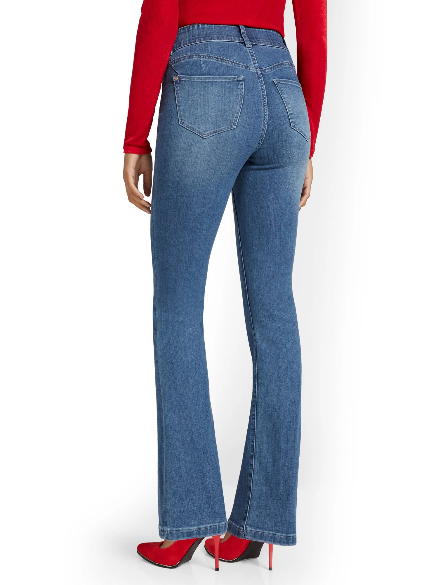 Curvy High-Waisted Bootcut Jeans - Light Wash - Image 3