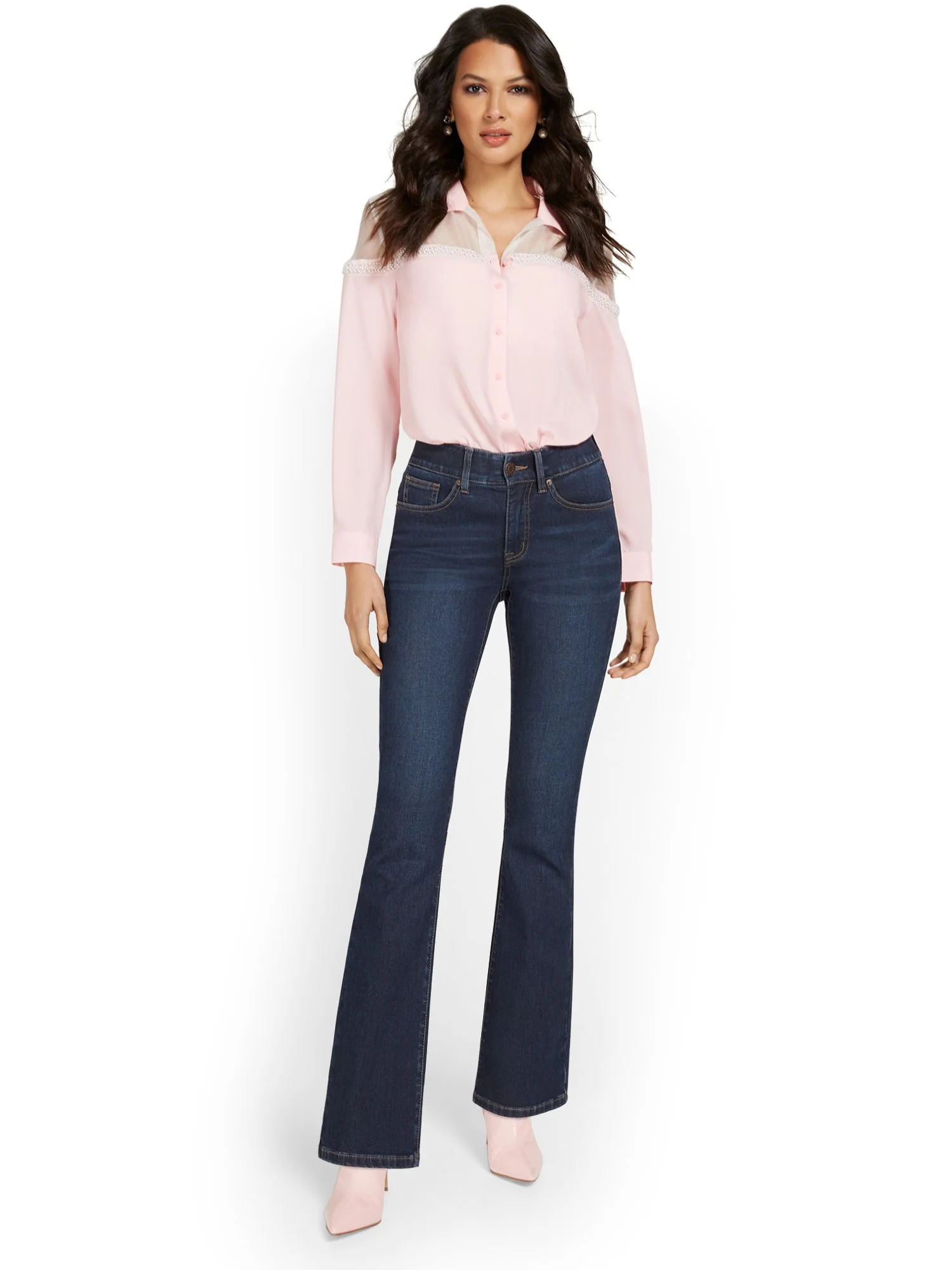 Curvy High-Waisted Bootcut Jeans - Medium Wash - Image 2