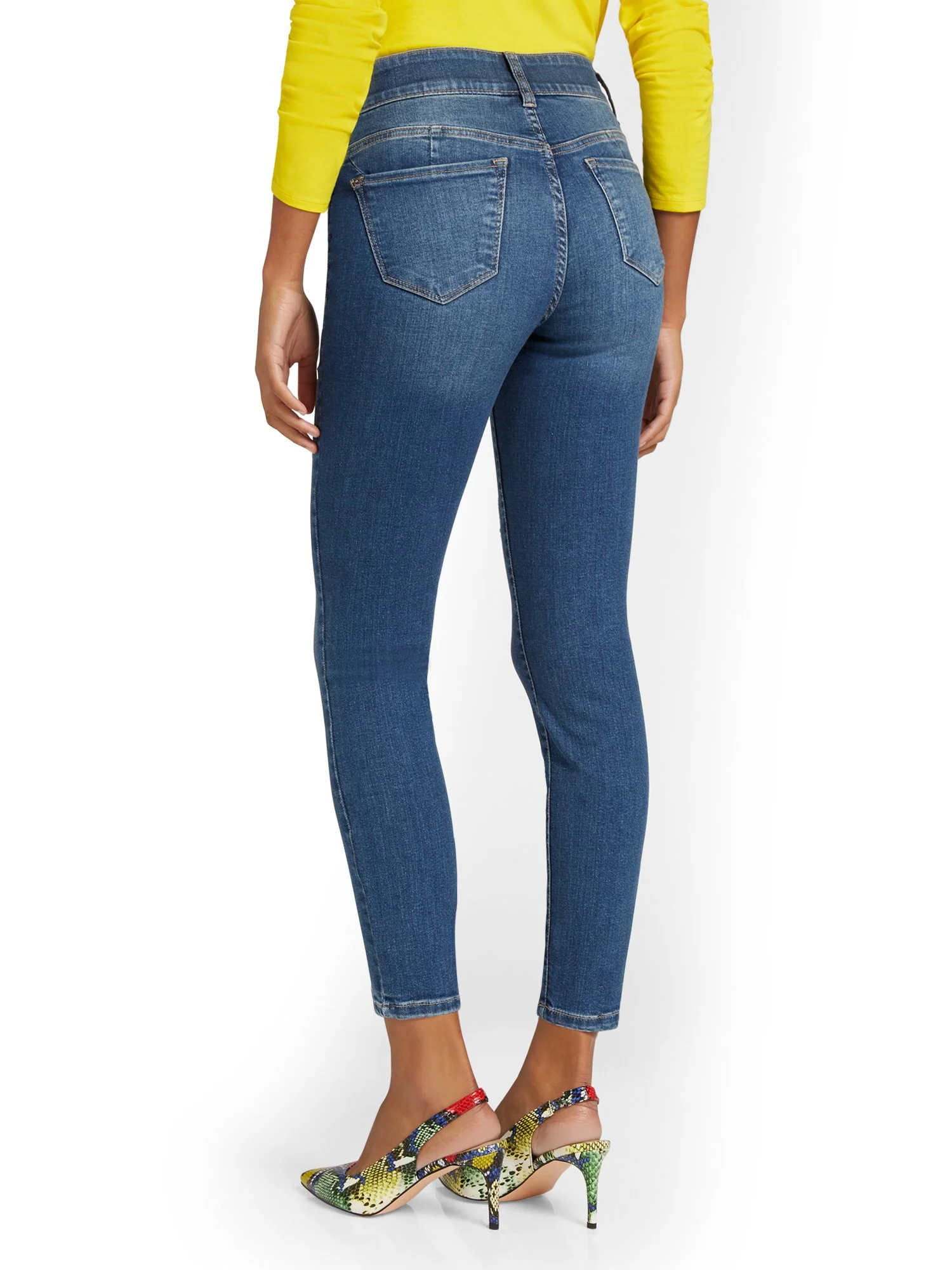 Curvy High-Waisted Super-Skinny Ankle Jeans - Dark Wash - Image 3