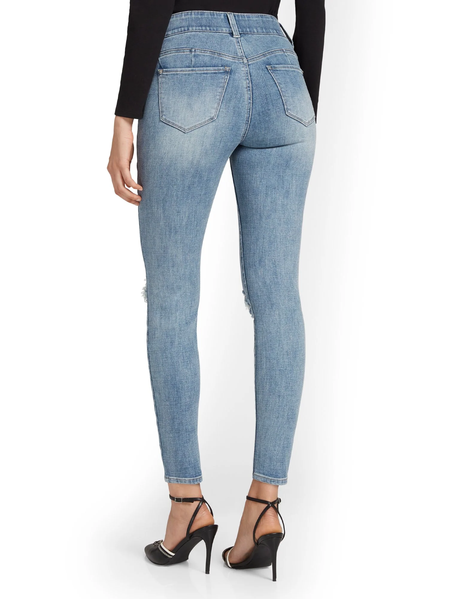 Curvy High-Waisted Super-Skinny Ankle Jeans - Medium Wash - Image 3
