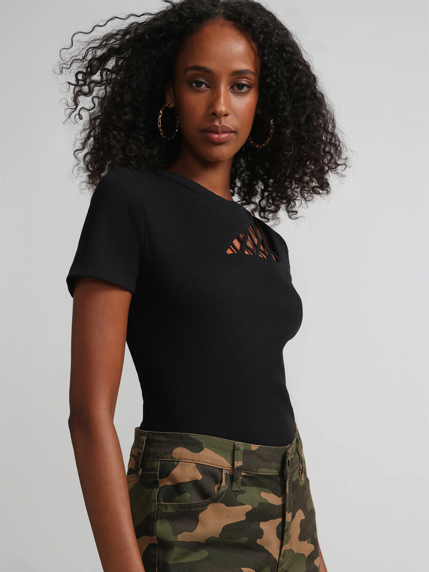 Cut-Out Front Crewneck Tee