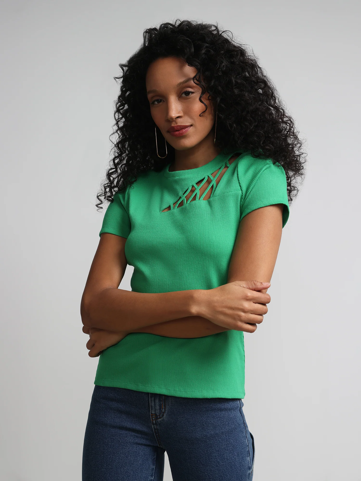 Cut-Out Front Crewneck Tee - Image 5