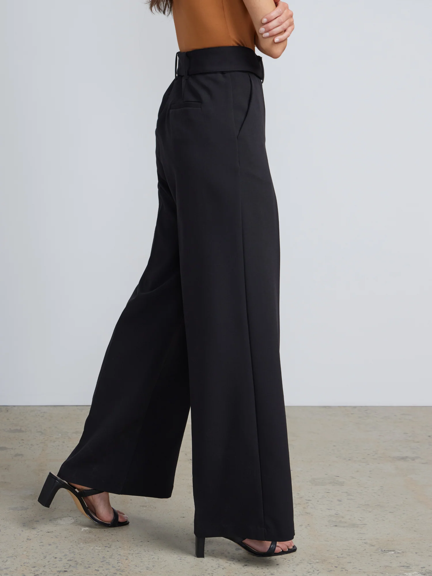 High Rise D-Ring Belt Wide Leg Pants - Image 2
