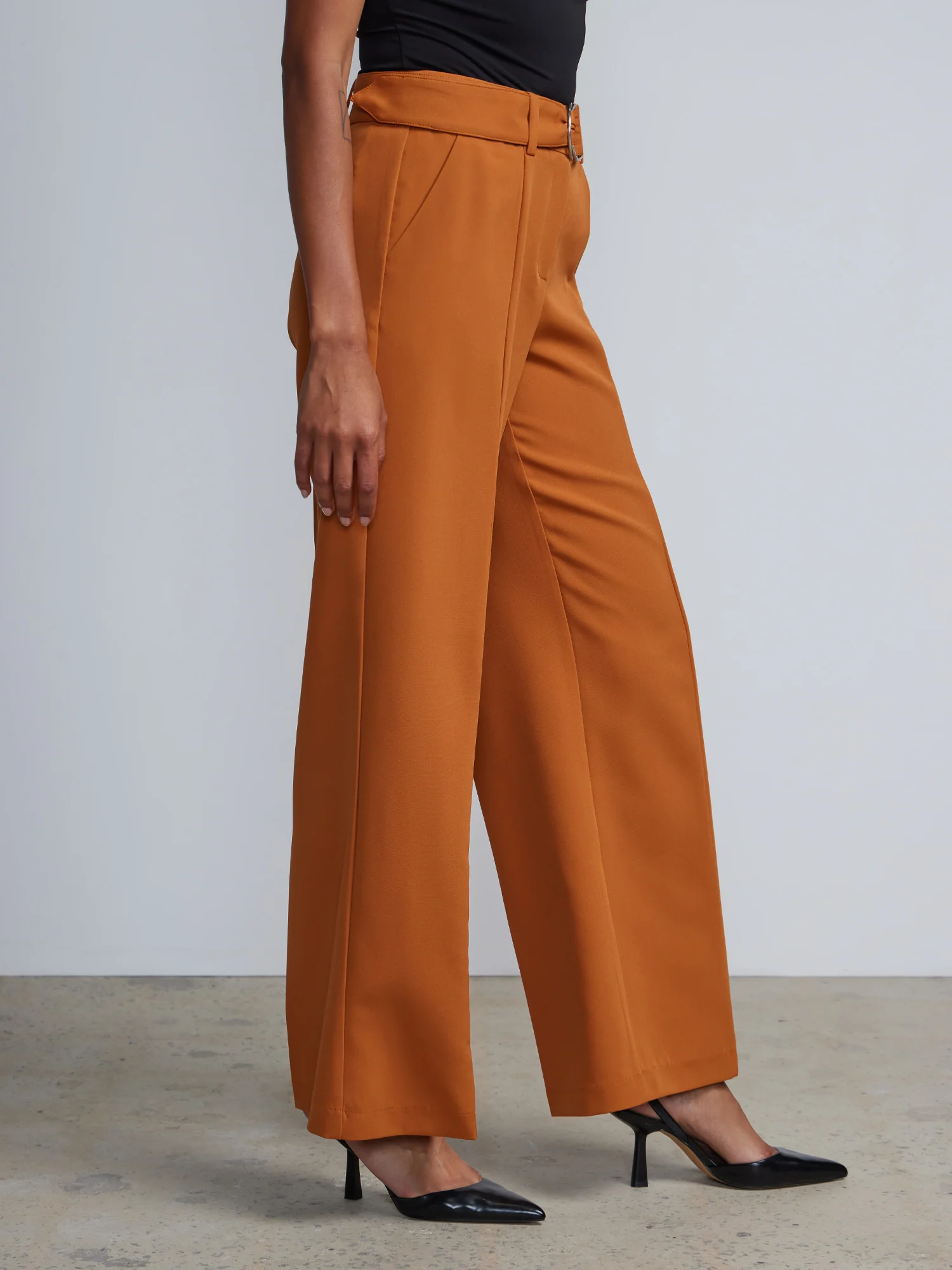 High Rise D-Ring Belt Wide Leg Pants - Image 7
