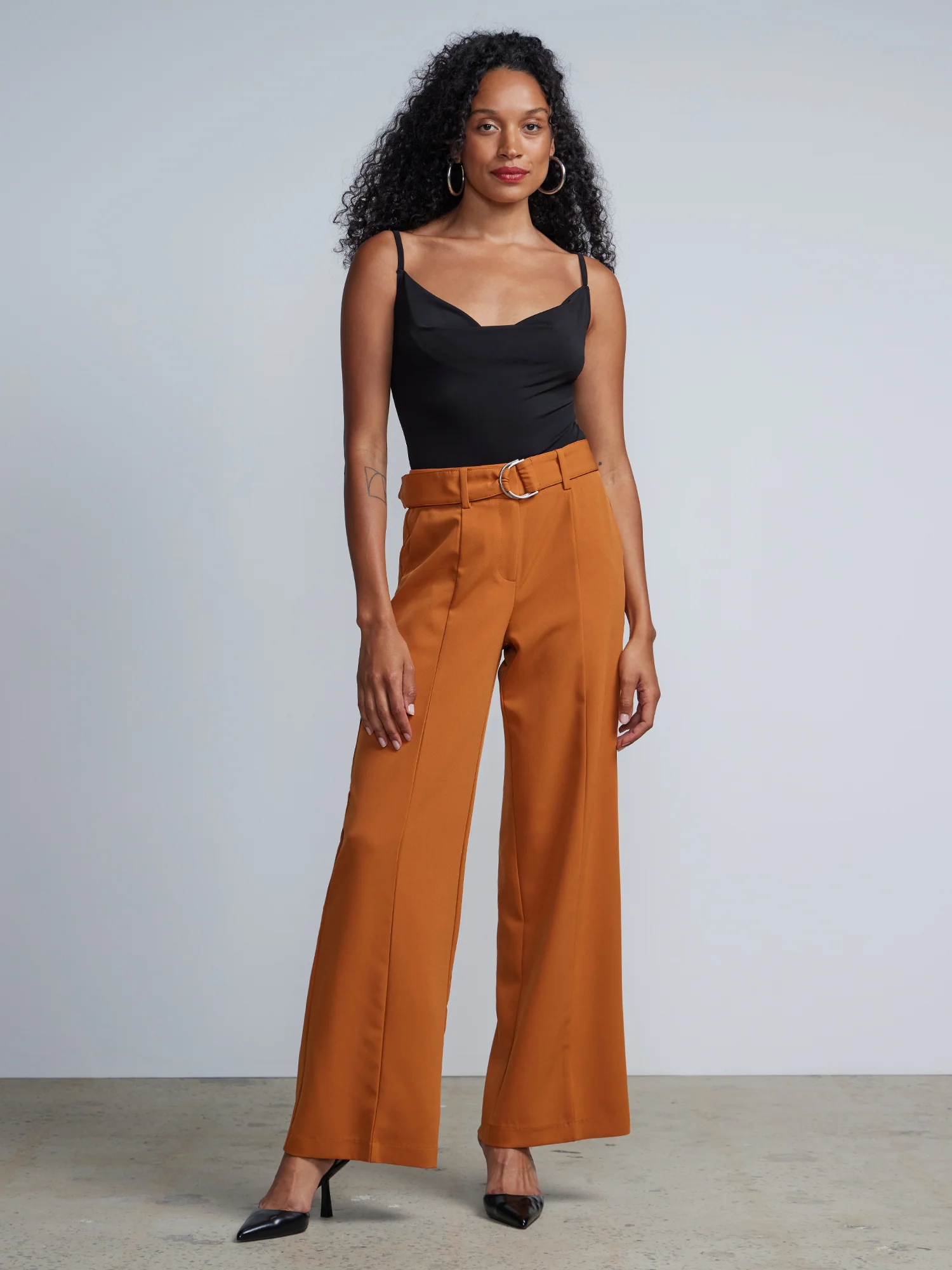 High Rise D-Ring Belt Wide Leg Pants - Image 9