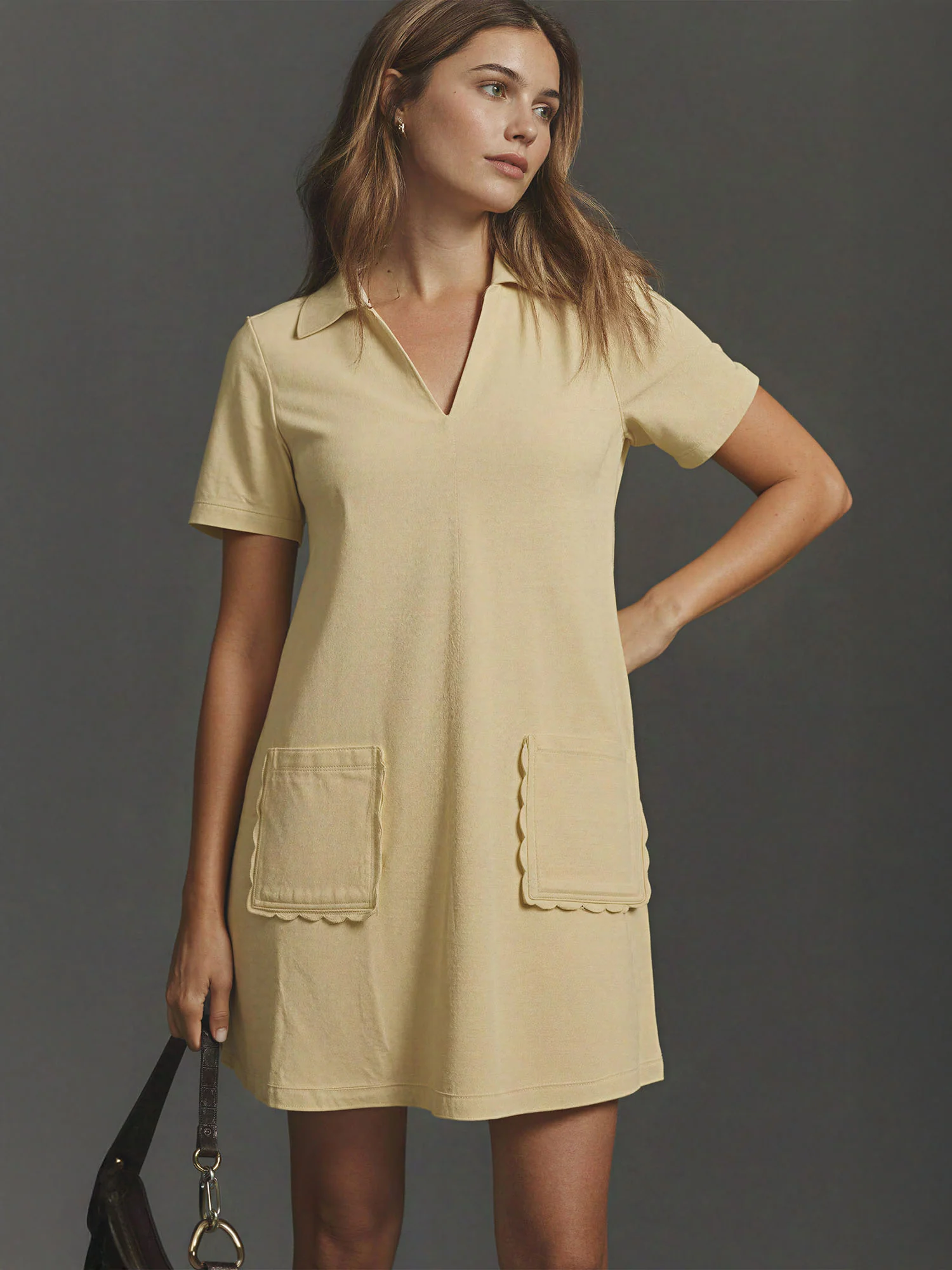 Denim A-Line Dress With Front Pockets - Image 4