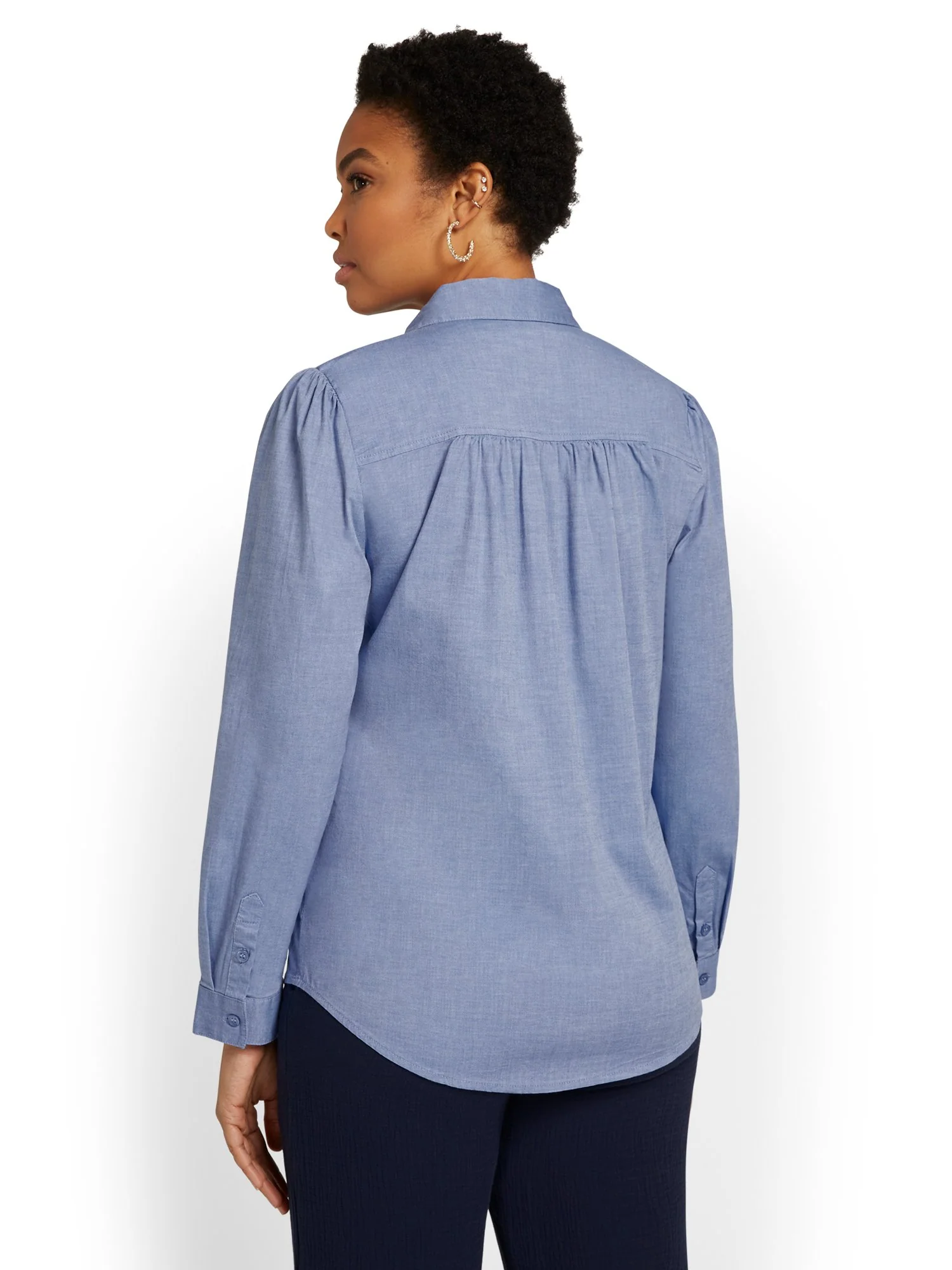 Denim Button-Front Top - Image 3