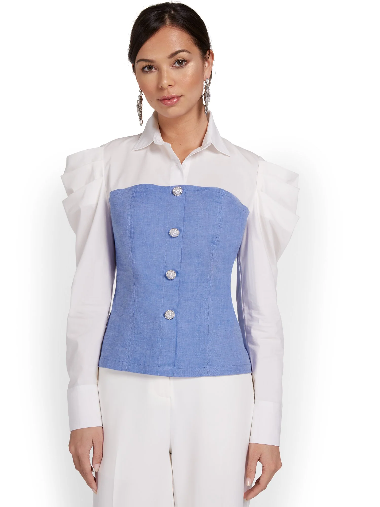 Denim Corset Twofer Top - Image 2