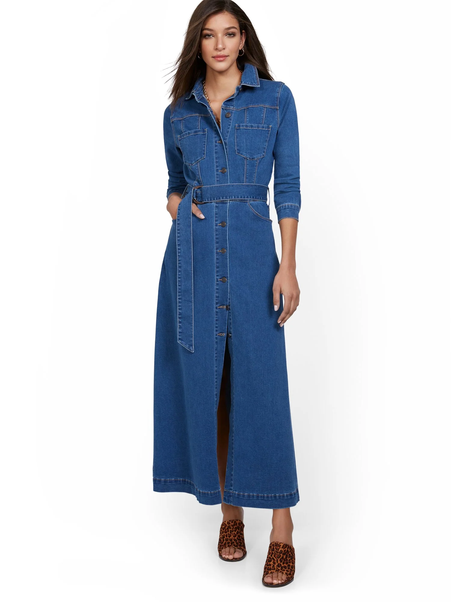 Denim Maxi Shirtdress - Image 2