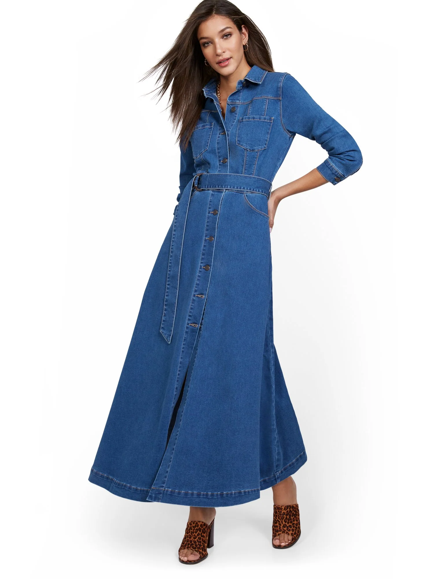 Denim Maxi Shirtdress - Image 4