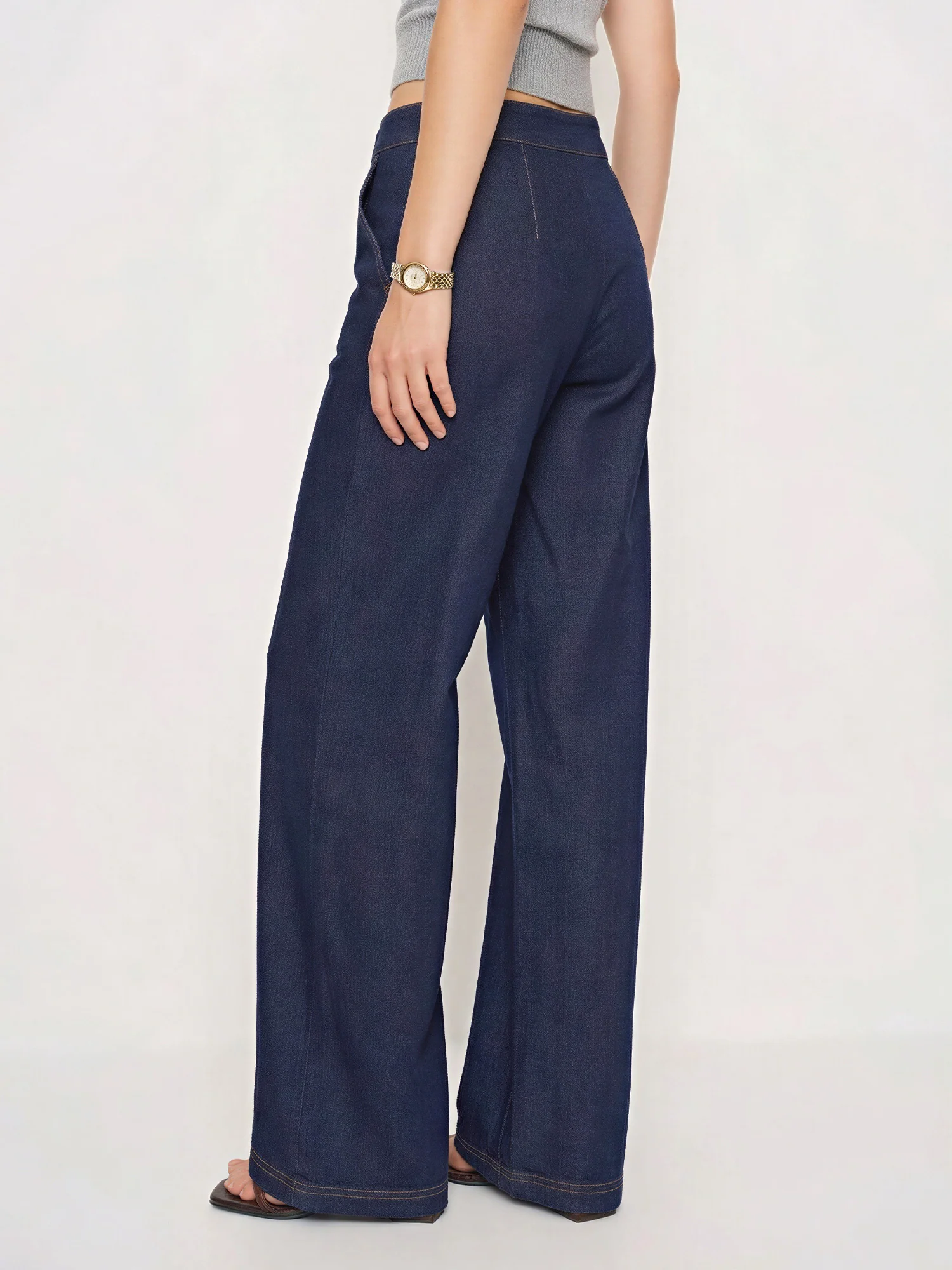 Denim Pleated Wide Leg Pant - Image 4