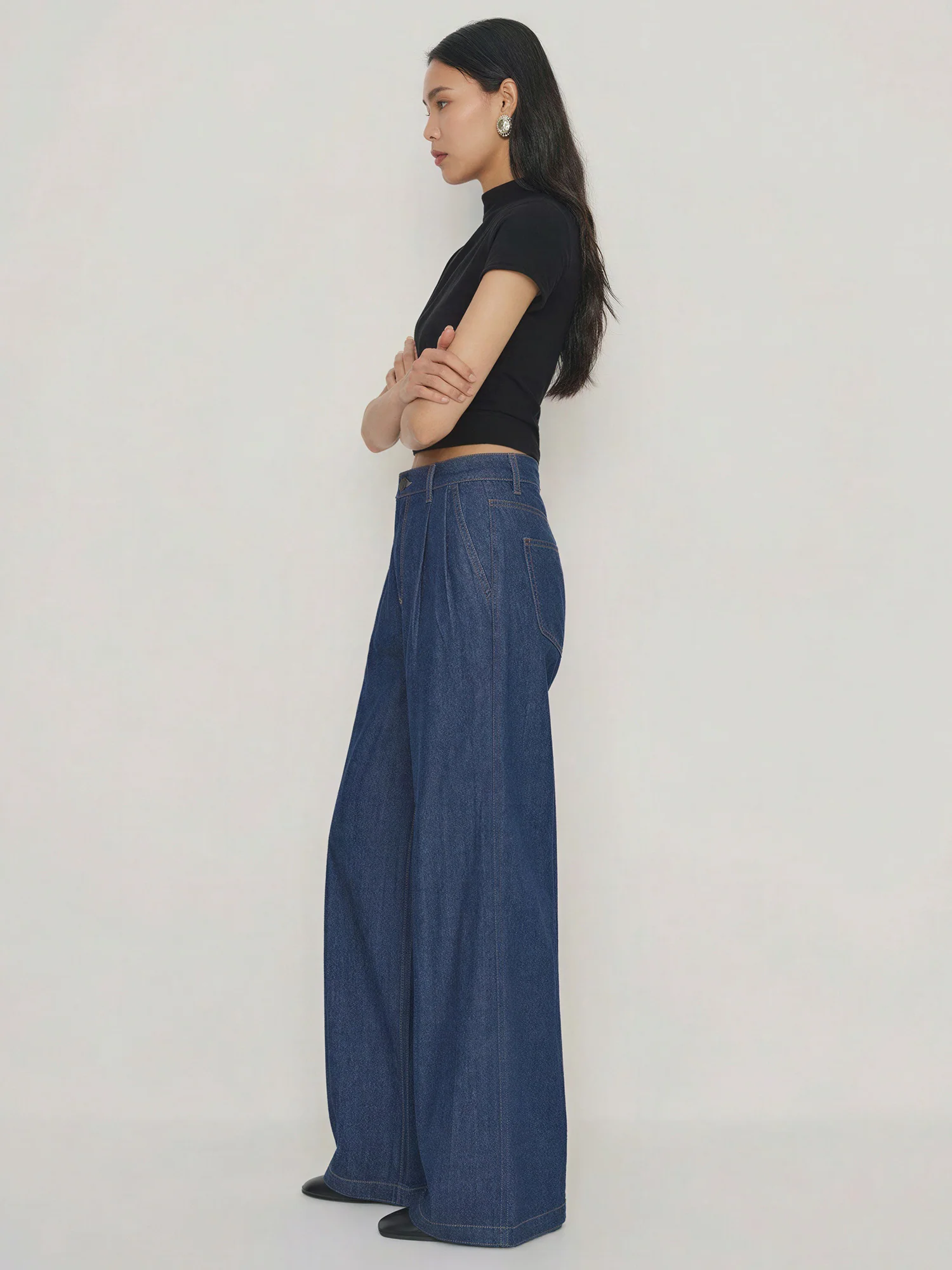 Denim Wide Leg Trousers - Image 3