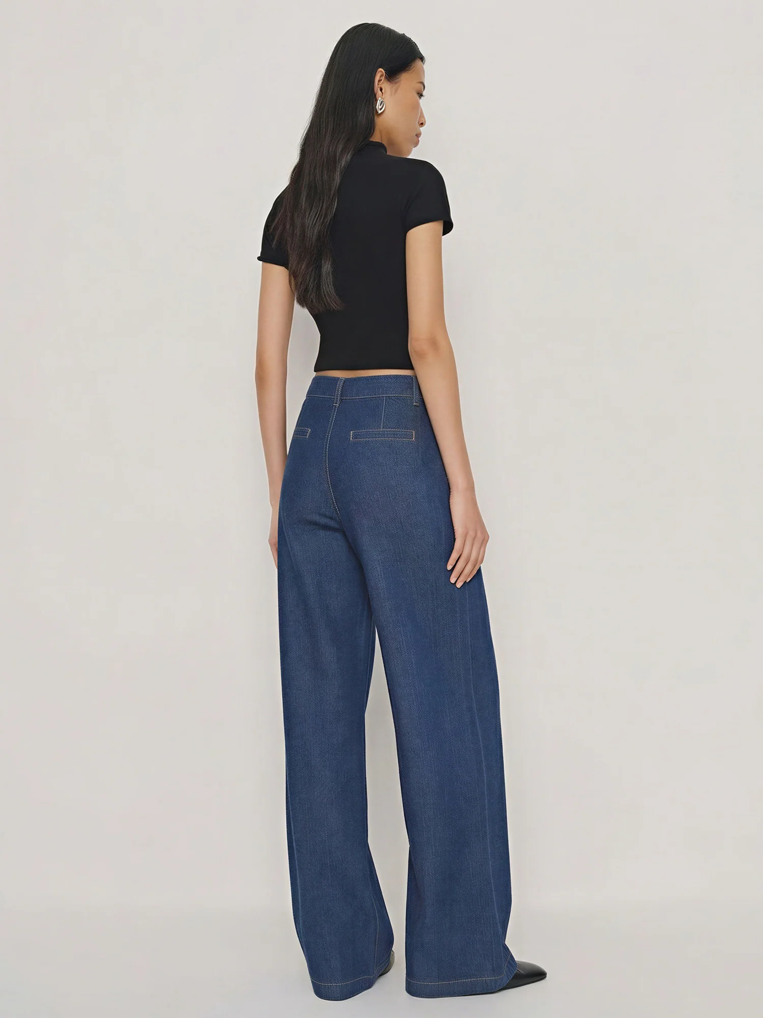 Denim Wide Leg Trousers - Image 4