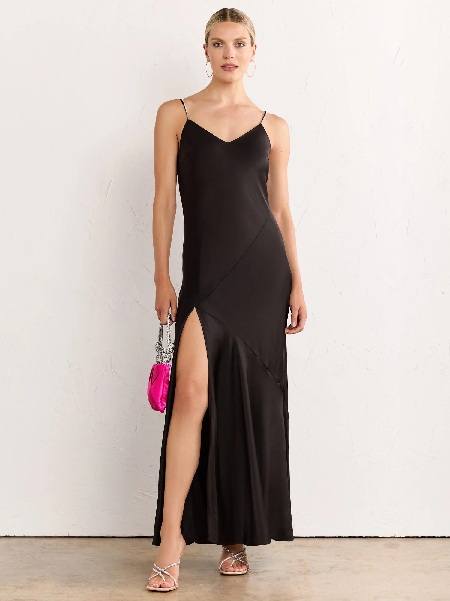 Diamante Strap Maxi Slip Dress - Mustard Seed - Image 2