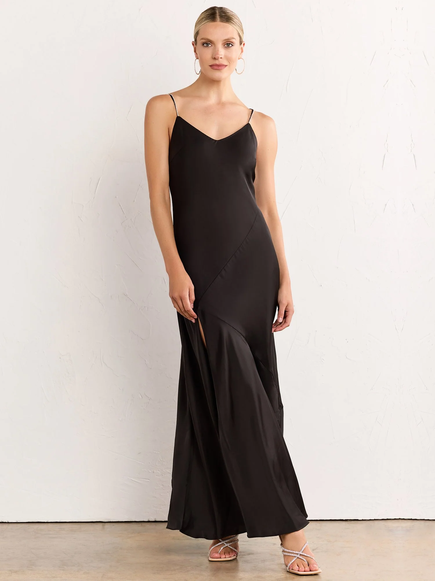 Diamante Strap Maxi Slip Dress - Mustard Seed - Image 4